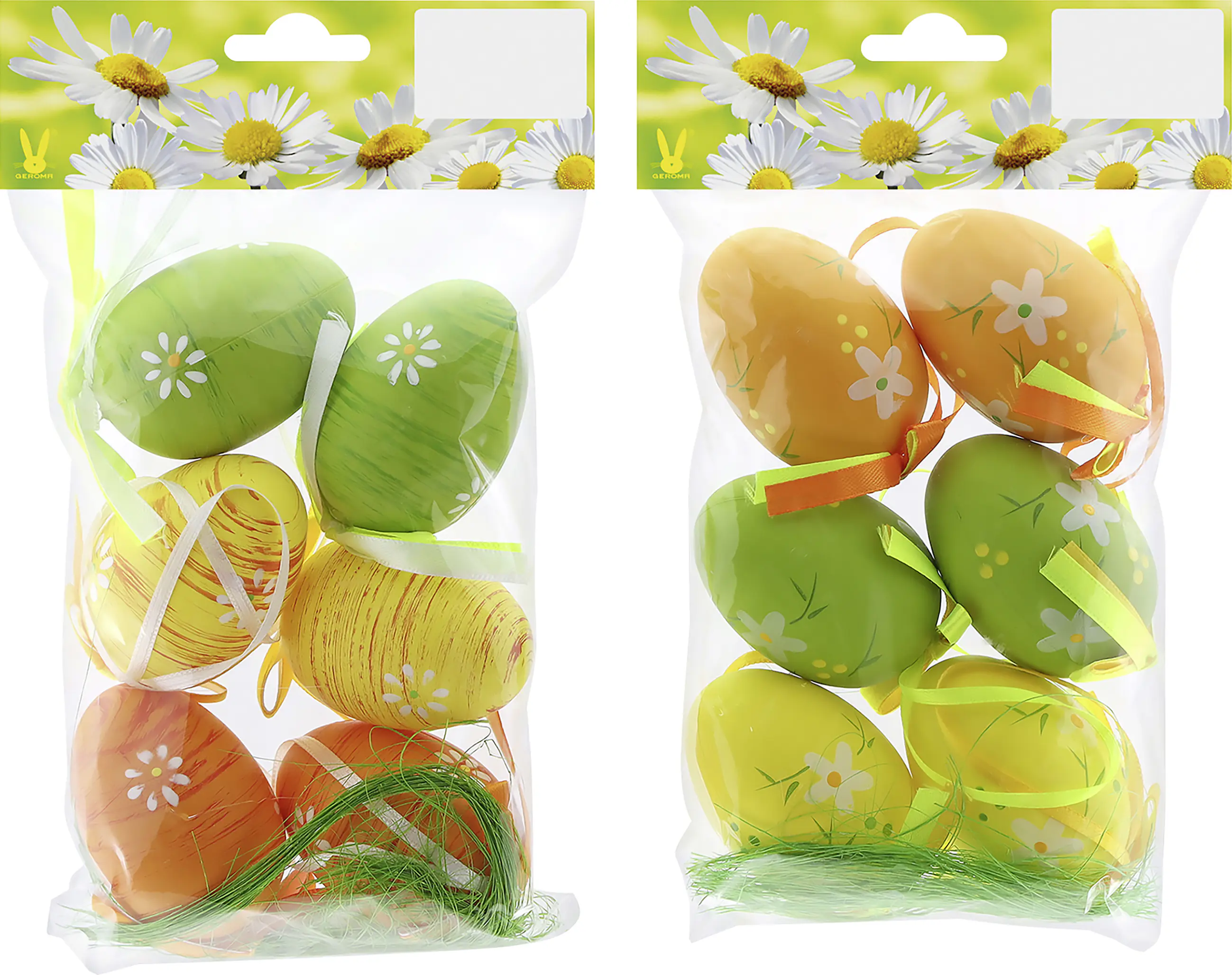 Ostereier zum Hängen Kunststoff 6 cm 6 Stück orange grün gelb