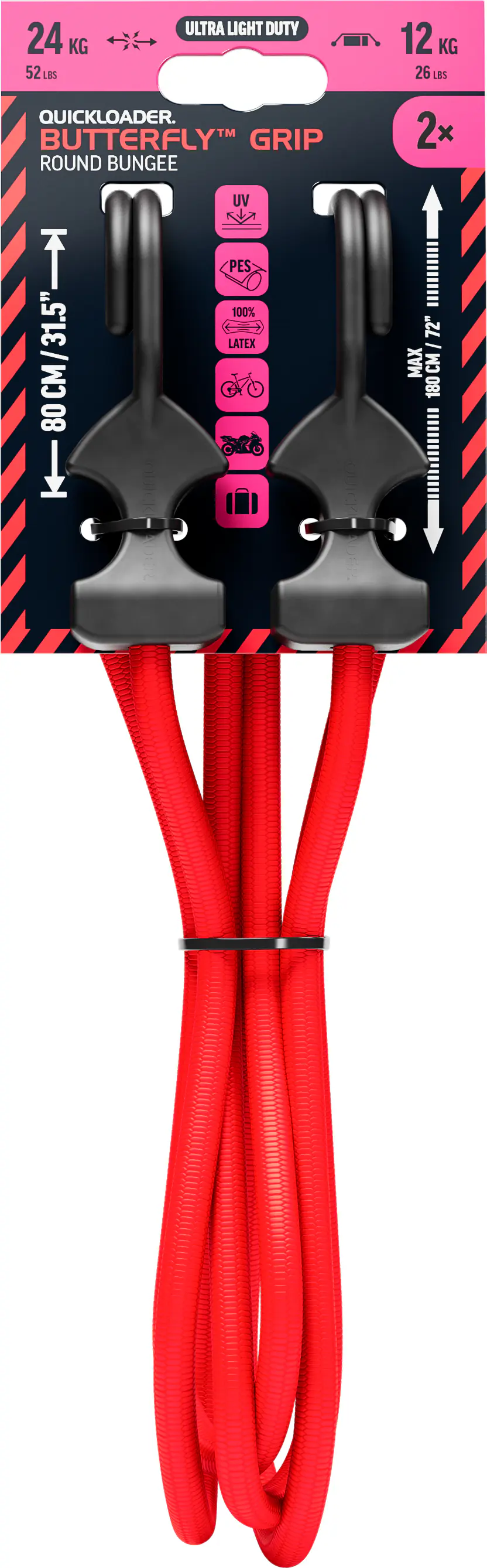 QUICKLOADER® Gummiseil Butterfly Bungee 8 mm x 80 cm 2 Stück rot QUICKLOADER® Gummiseil Butterfly Bungee 8 mm x 80 cm 2 Stück rot