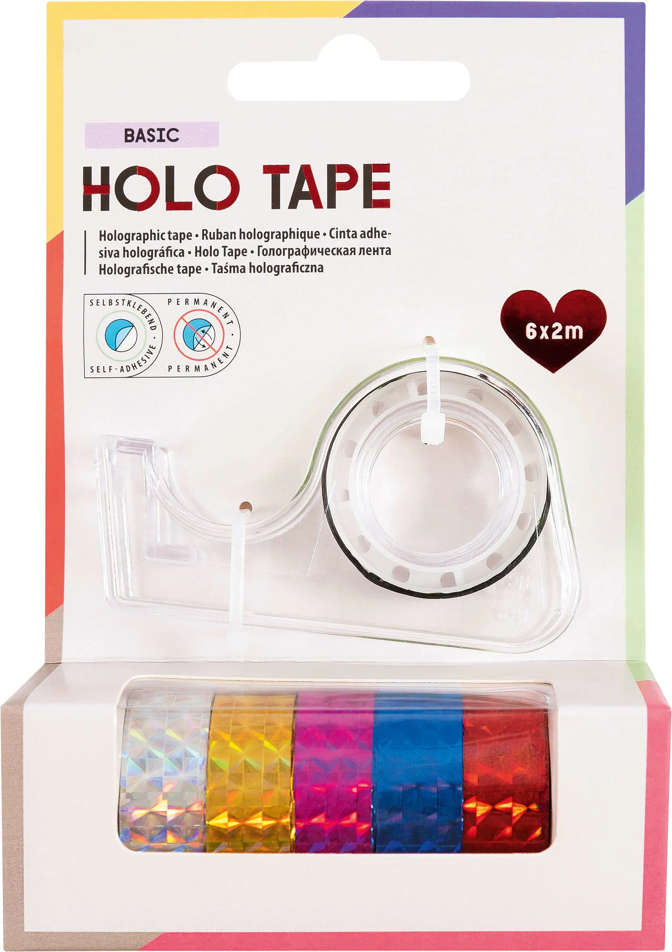 Glorex Klebefilm Holographischer 2 mm x 2 m 6 Rollen