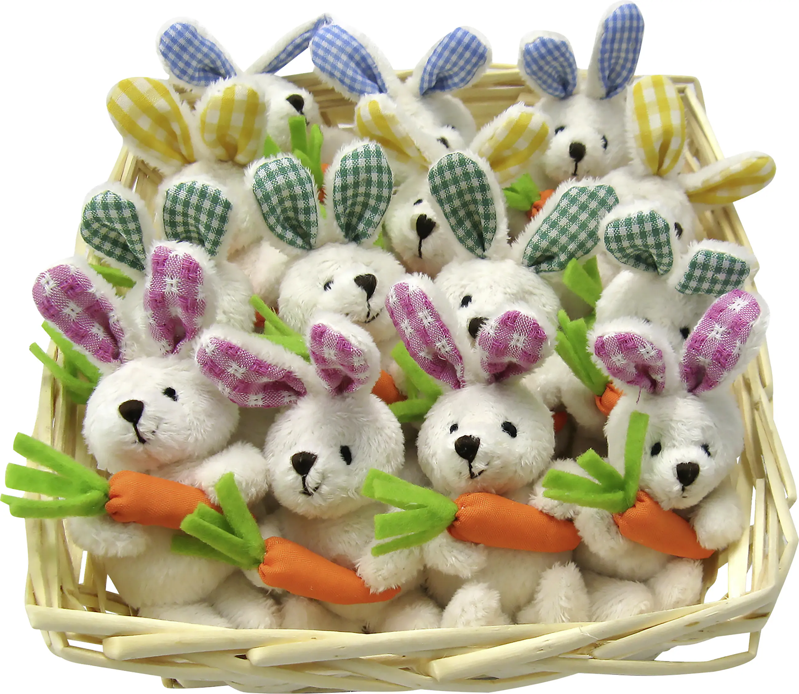 Plüschhasen Ostern 9 cm weiß bunt  Plüschhasen Ostern 9 cm weiß bunt