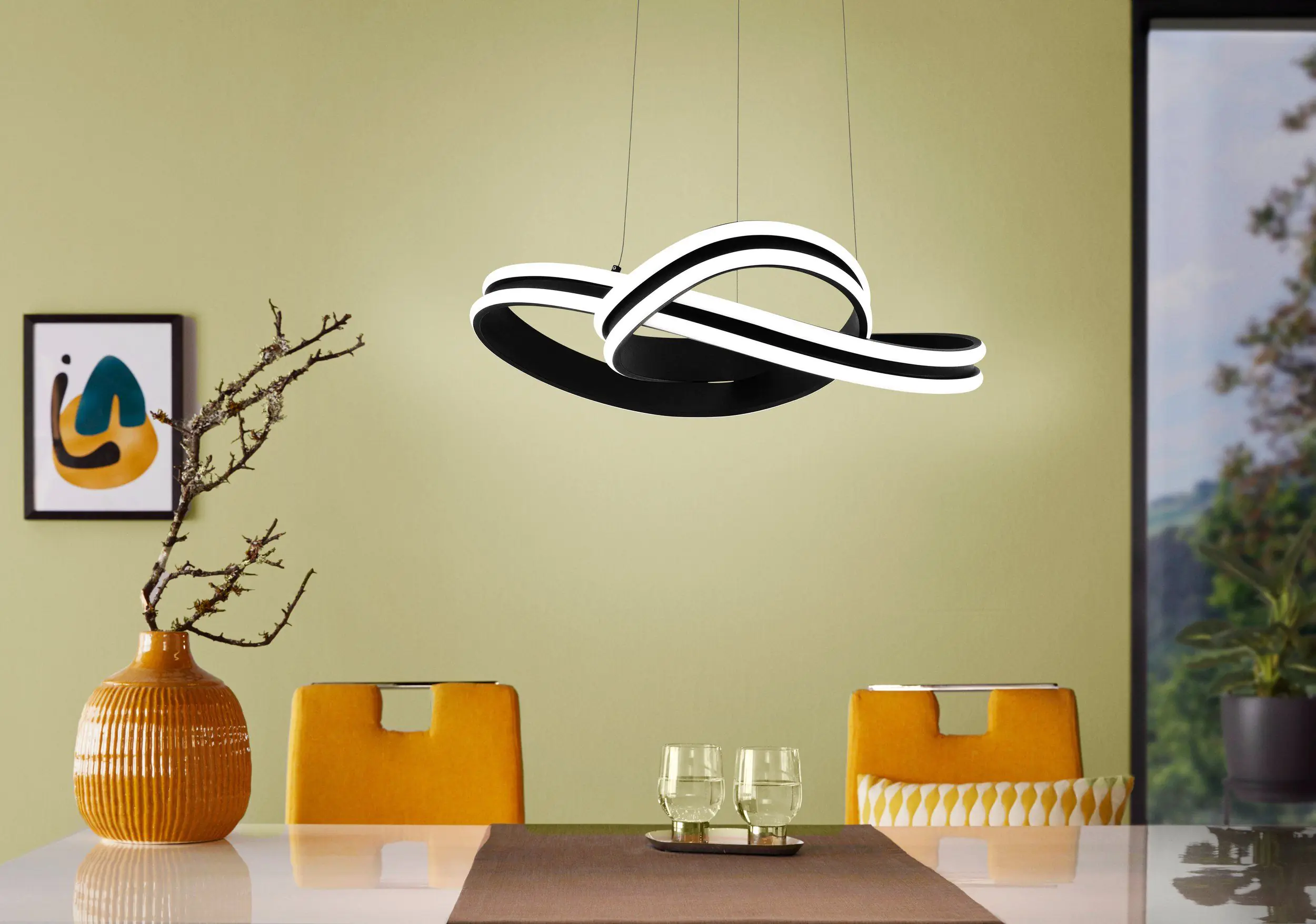 Eglo LED Pendelleuchte Corredera schwarz 50 x 210 cm warmweiß Eglo LED Pendelleuchte Corredera schwarz 50 x 210 cm warmweiß