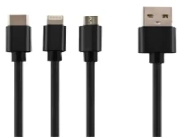 REV USB-Ladekabel 3in1 anthrazit, Apple Lightning, Micro-USB, USB-C