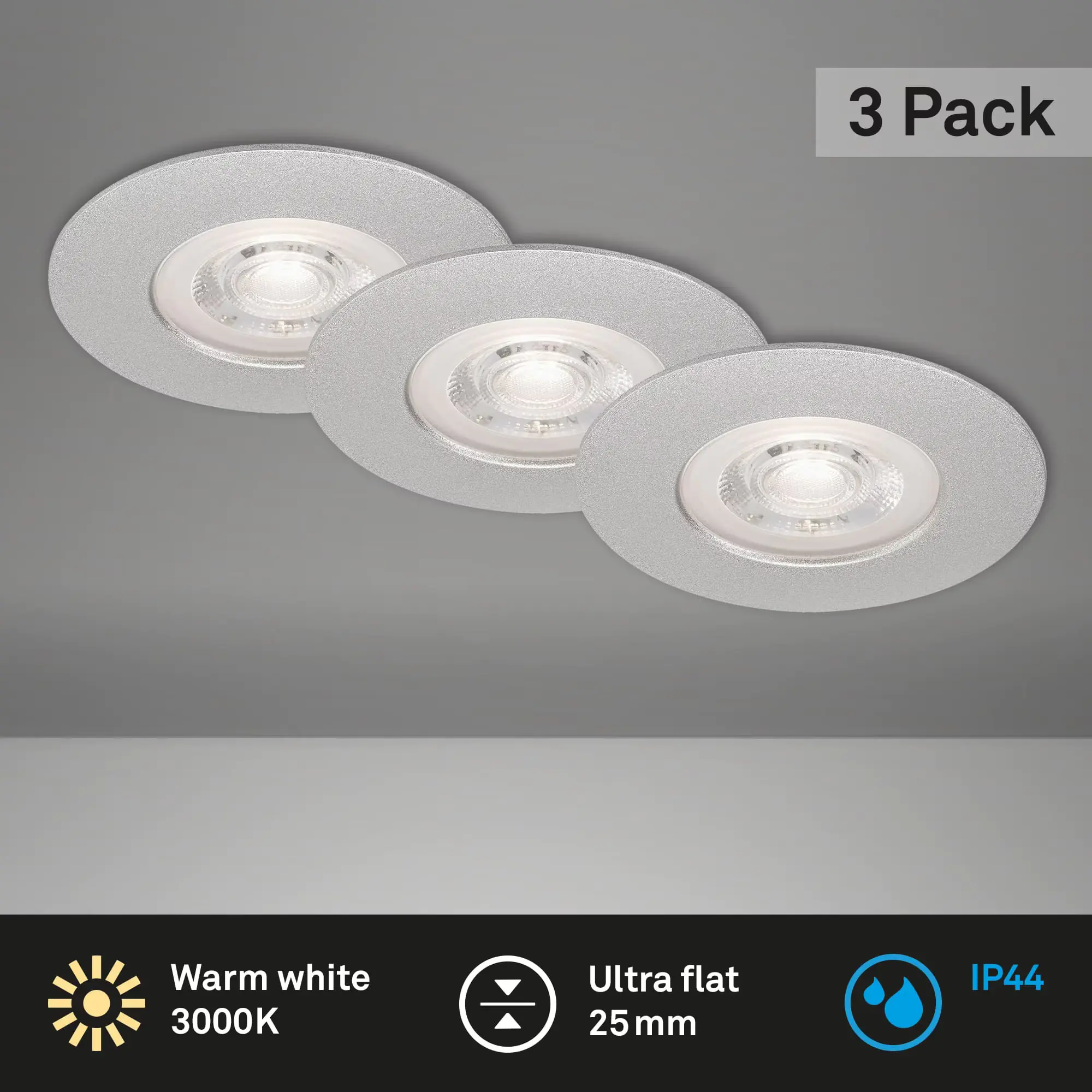 Briloner LED Einbauleuchte Kulana chrom-matt Ø 9 cm warmweiß 3er Set Briloner LED Einbauleuchte Kulana chrom-matt Ø 9 cm warmweiß 3er Set