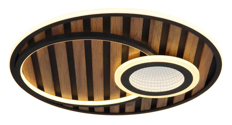 Globo Deckenleuchte Woody Ø 50 x 8 cm schwarz warmweiß