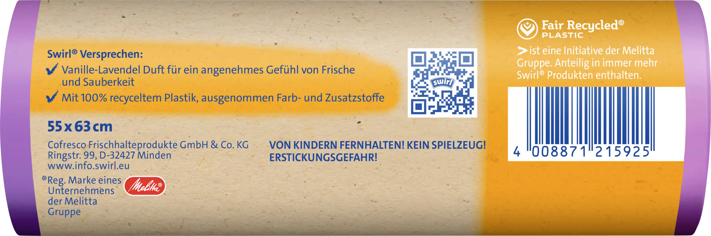 Swirl® Duft-Müllbeutel Vanille-Lavendel 35 L Reißfest & Dicht