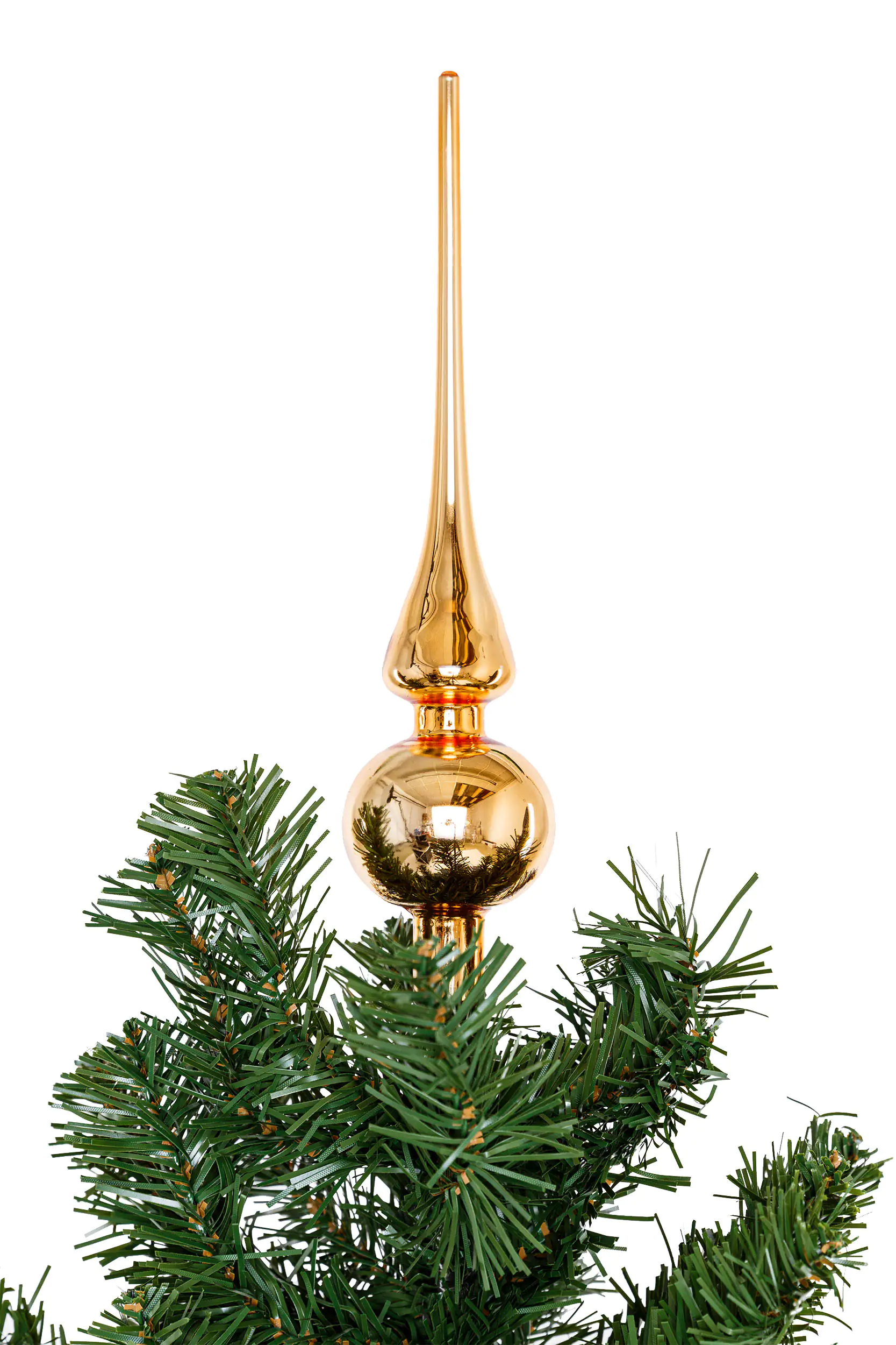 2076601538240_03 TrendLine Christbaumspitze aus Glas 26 cm gold glanz