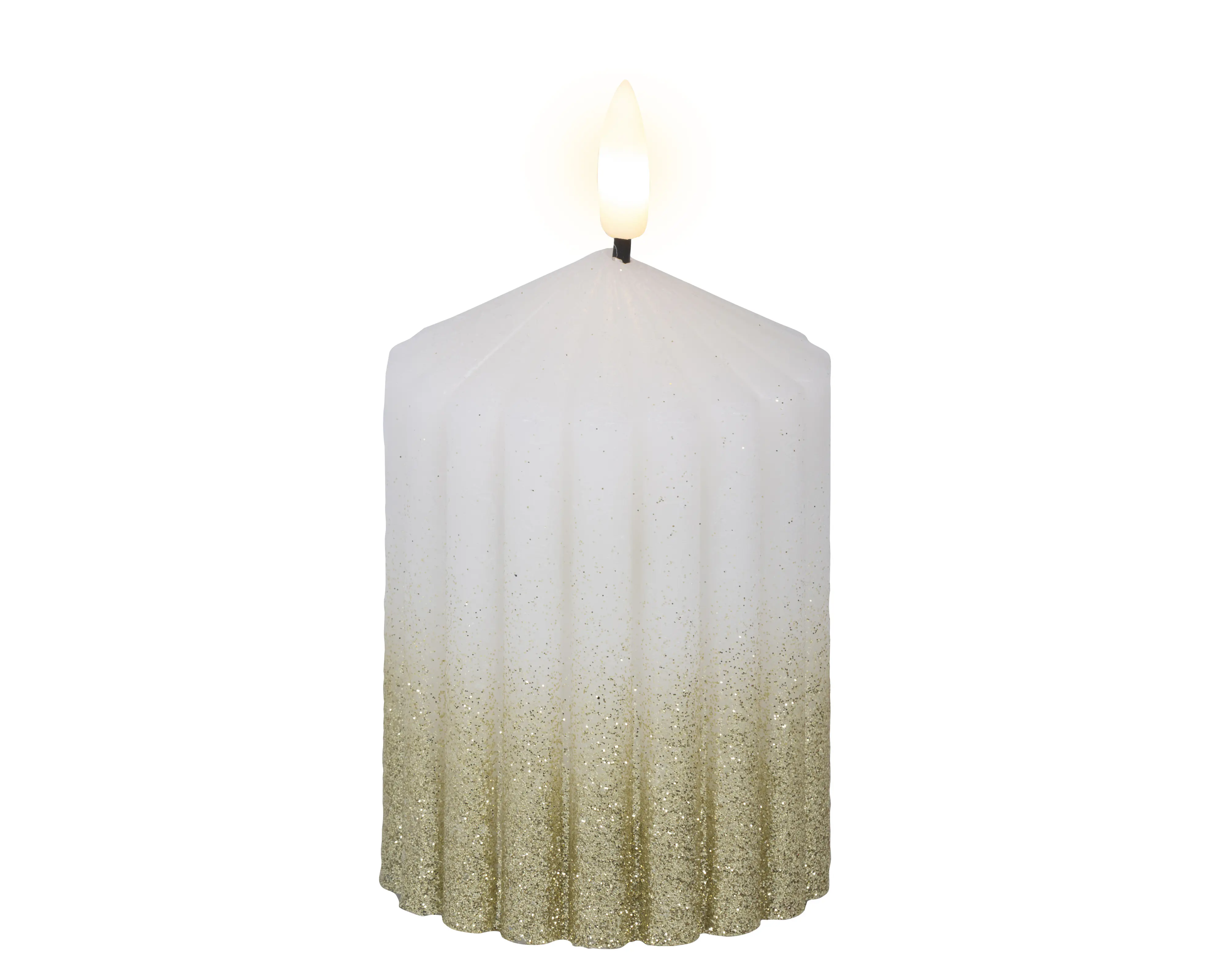 Lumineo LED Kerze warmweiß 10 x Ø 7 cm batteriebetrieben weiß/gold Lumineo LED Kerze warmweiß 10 x Ø 7 cm batteriebetrieben weiß/gold