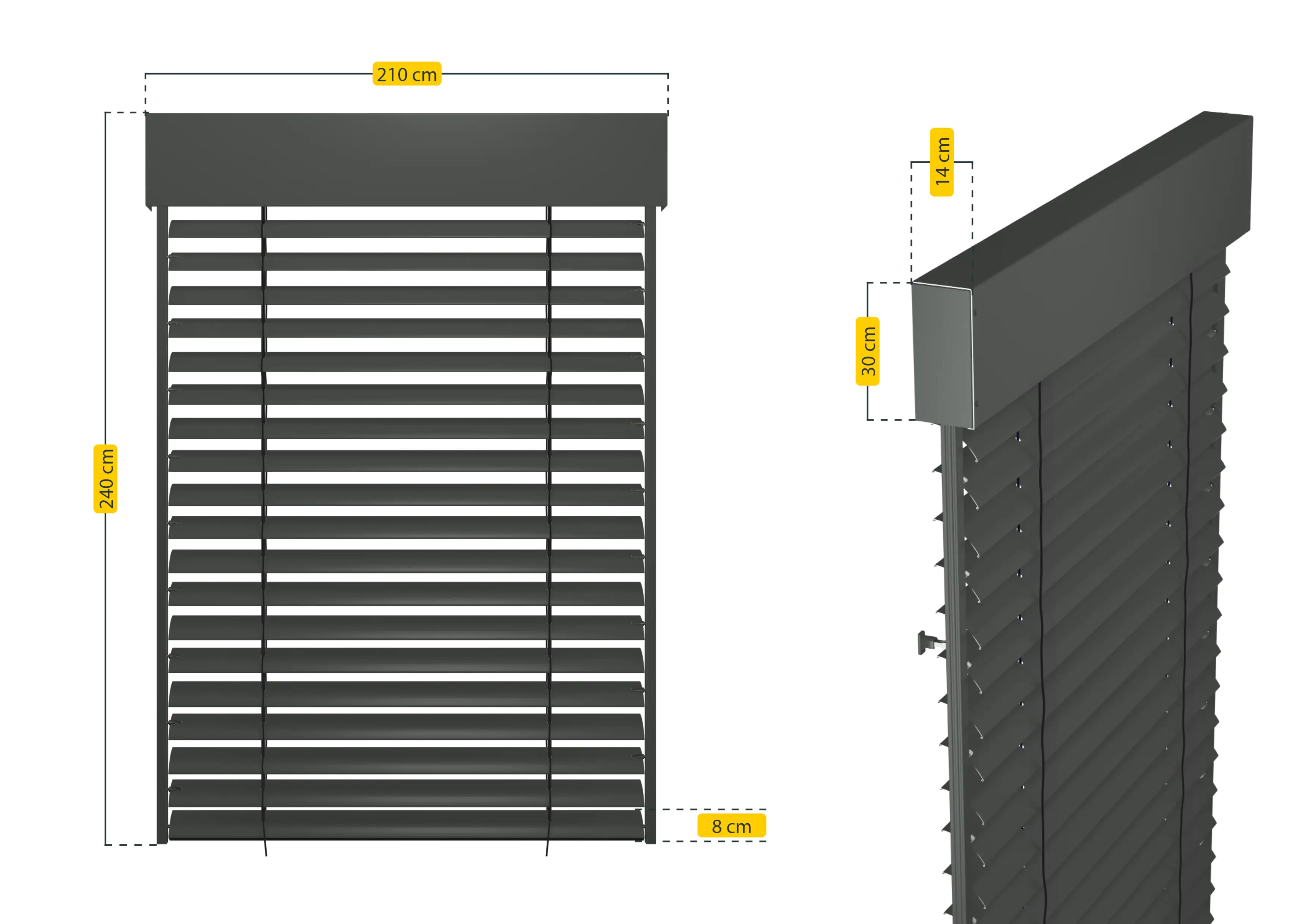 Schellenberg Raffstore Express, anthrazit 210 x 240 cm, Blende 30 cm