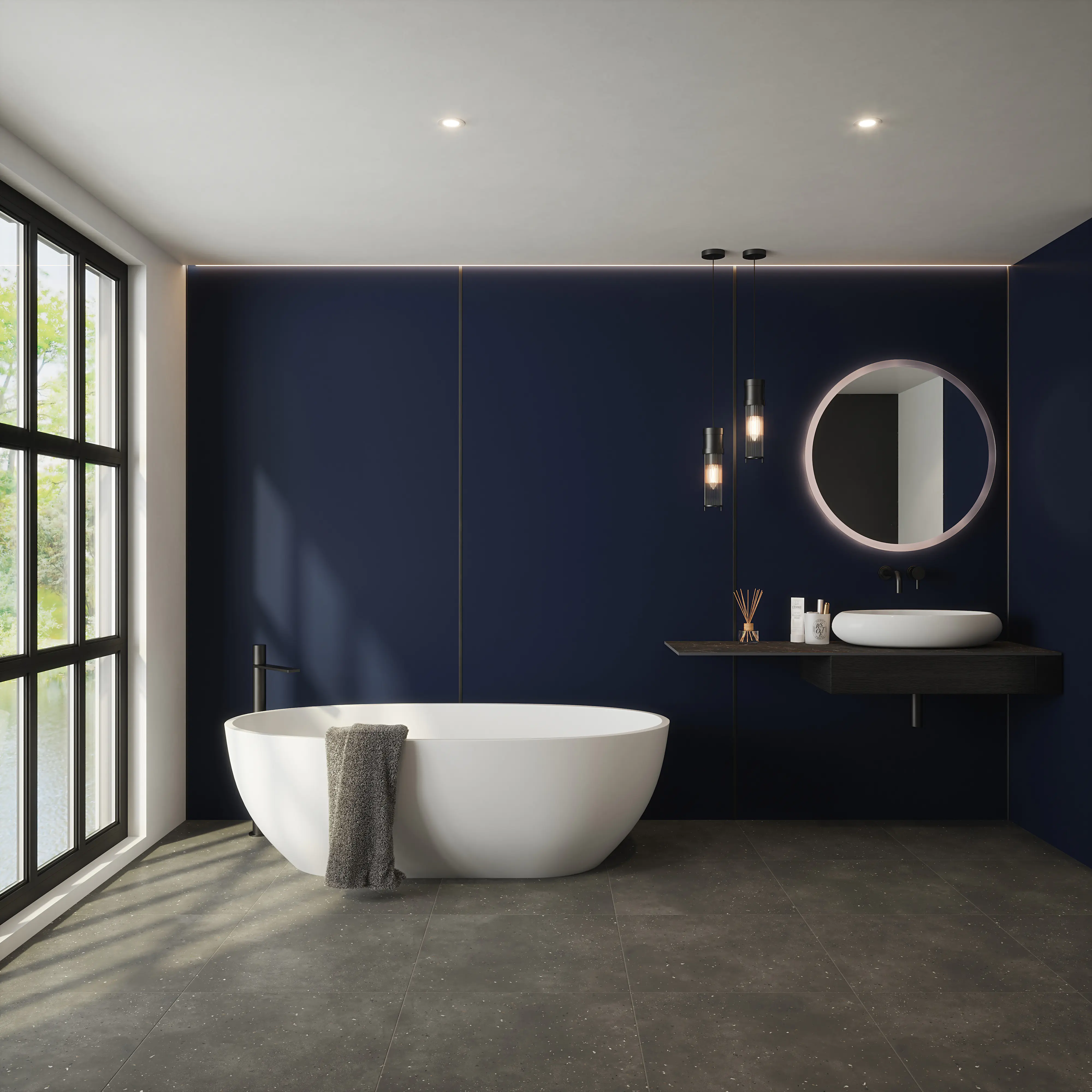 Wetwall Alloy Wandpaneel  Deep Blue Sea/Smoked Rose 90 x 244 cm