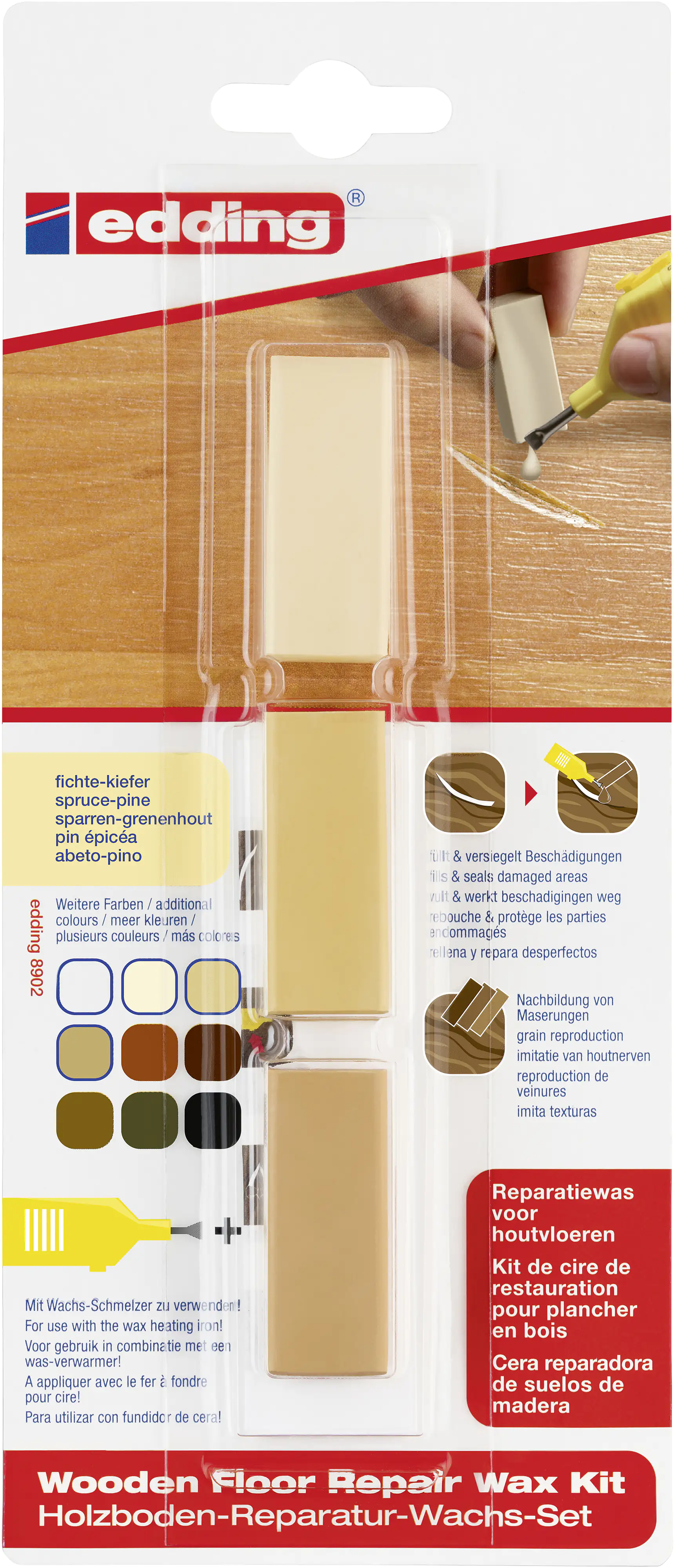 Edding Holzboden-Reparaturwachs-Set 8902 fichte-kiefer Edding Holzboden-Reparaturwachs-Set 8902 fichte-kiefer