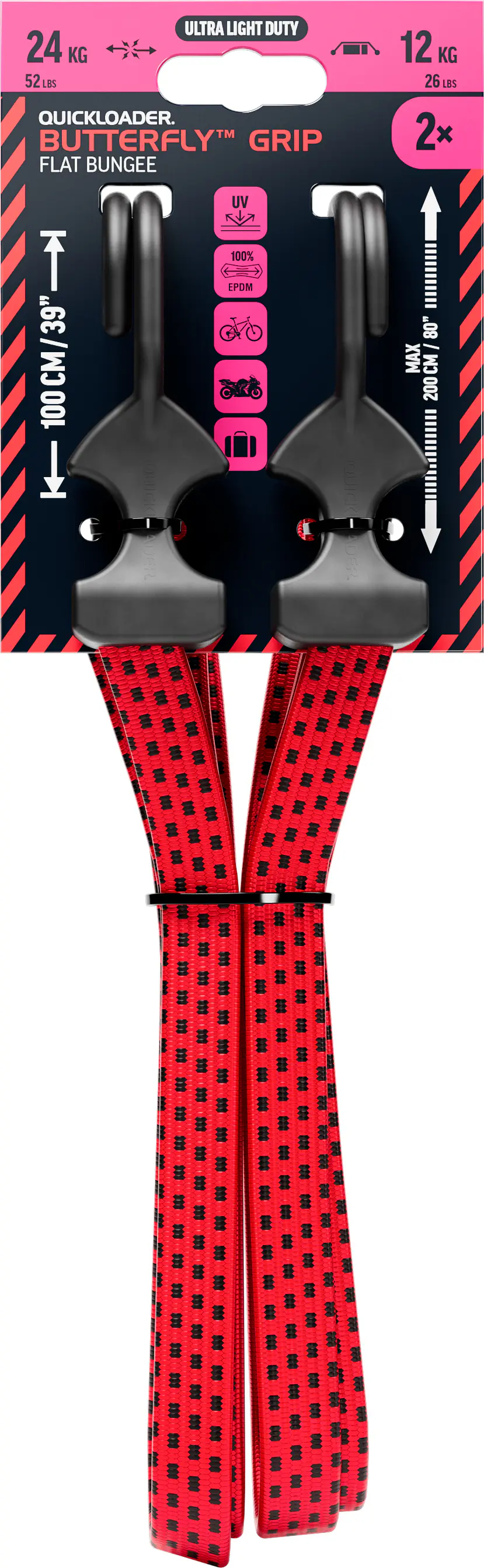 QUICKLOADER® Gummiseil Butterfly Bungee 18 mm x 120 cm 2 Stück rot QUICKLOADER® Gummiseil Butterfly Bungee 18 mm x 120 cm 2 Stück rot