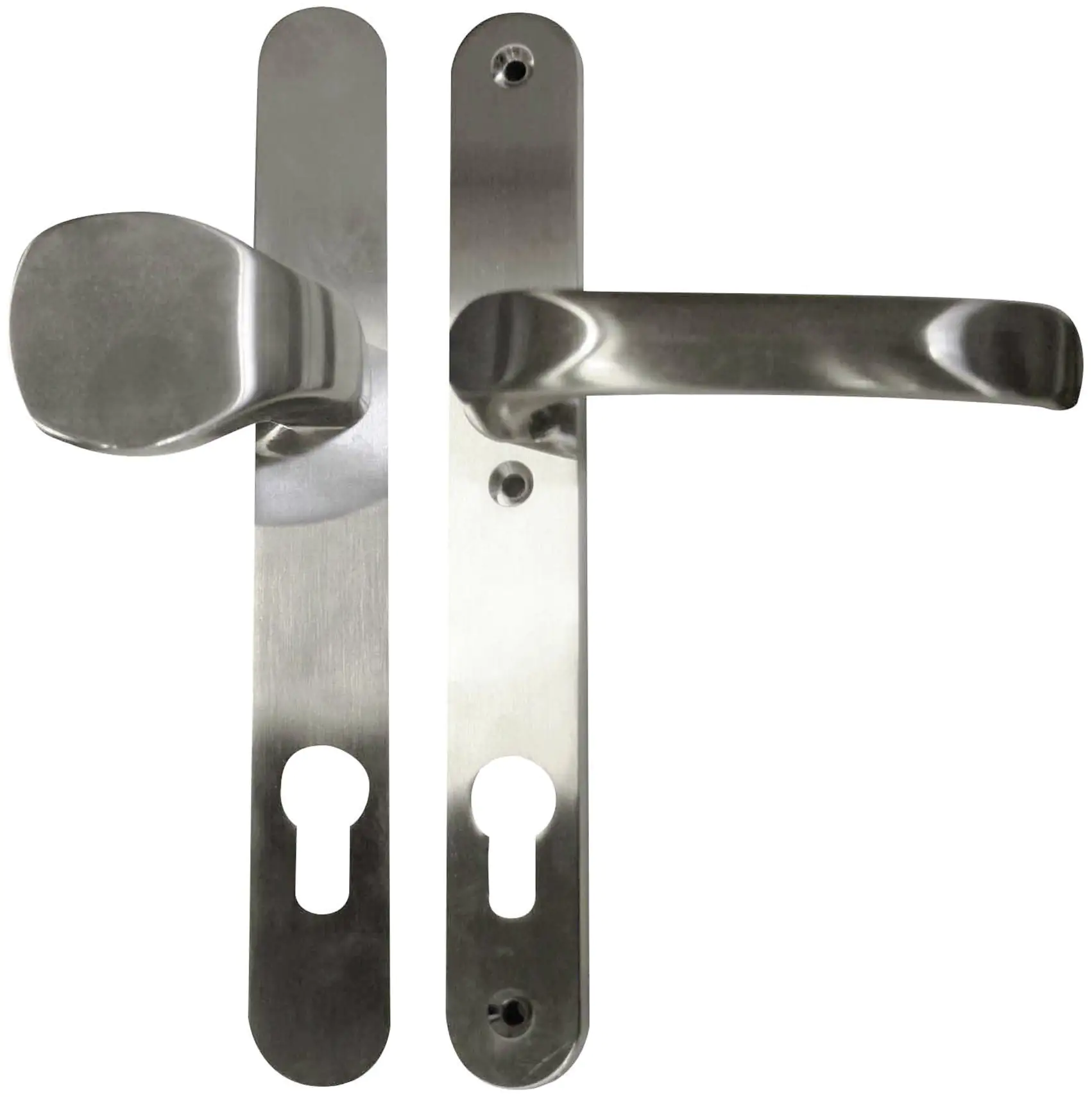 Alpertec Schmalrahmengarnitur Oval Drücker/Knopf Edelstahl silber