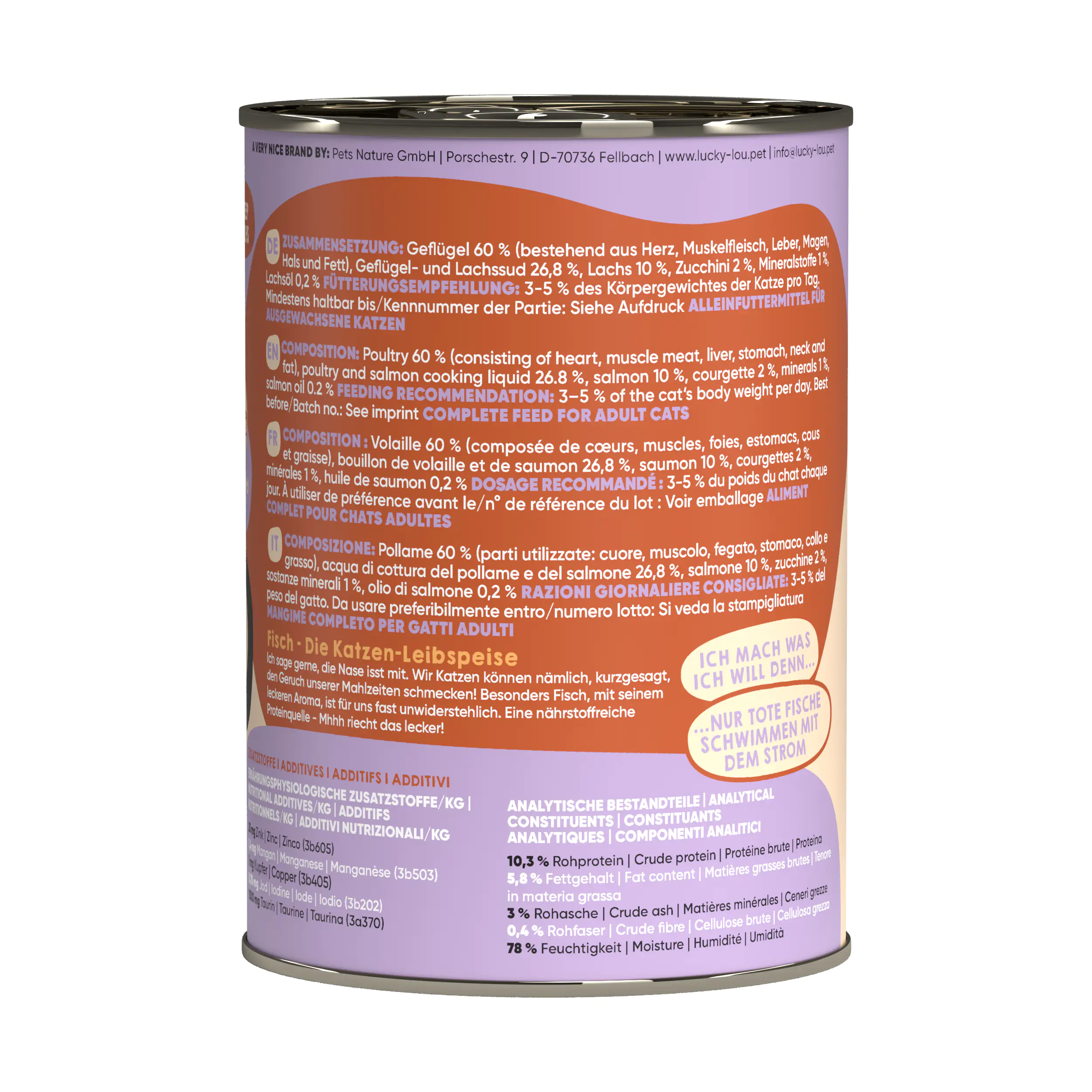 Lucky Lou Katzenfutter Geflügel und Lachs 400 g