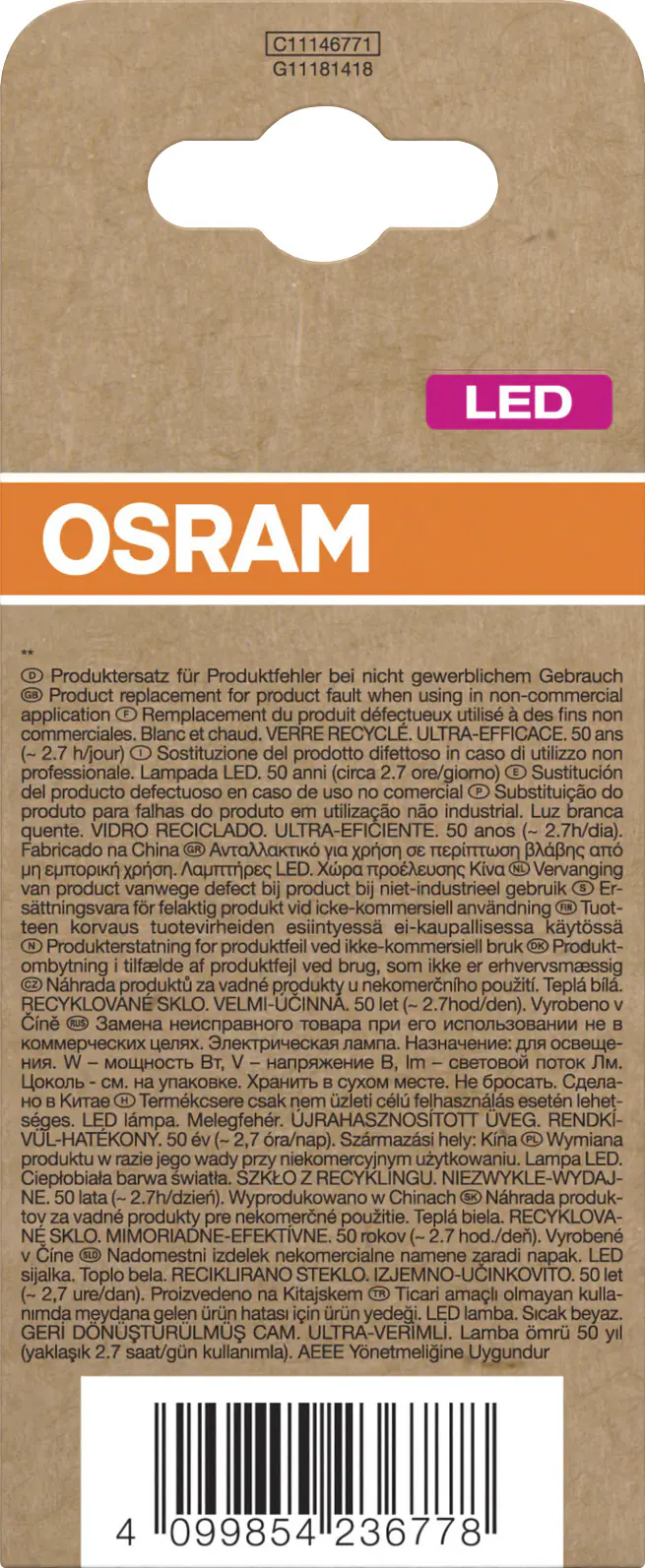 Osram LED Leuchtmittel Classic 3,8W matt E27 warmweiß