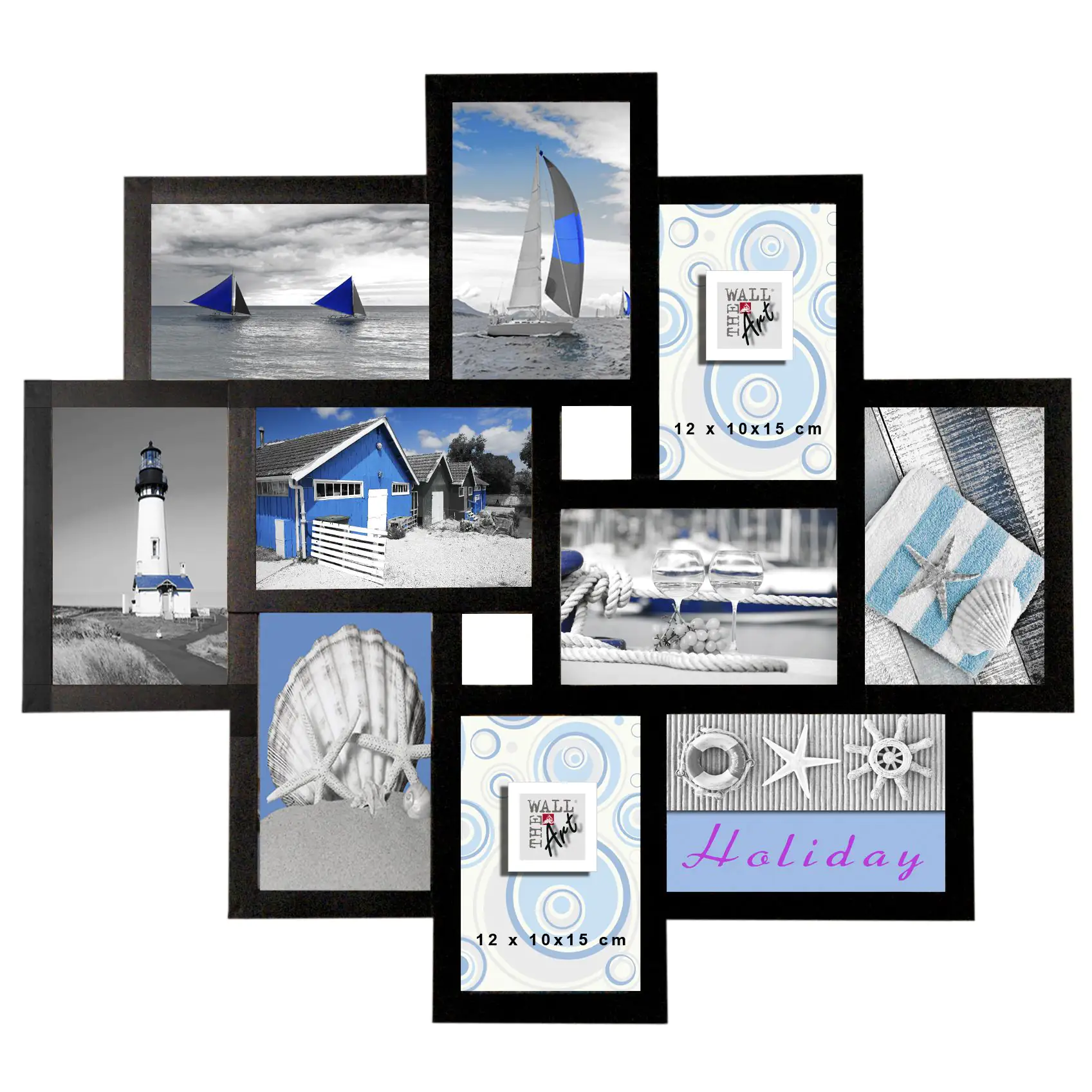 Bilderrahmen Multi Showcase 10 Fotos, schwarz, 55 x 55 cm