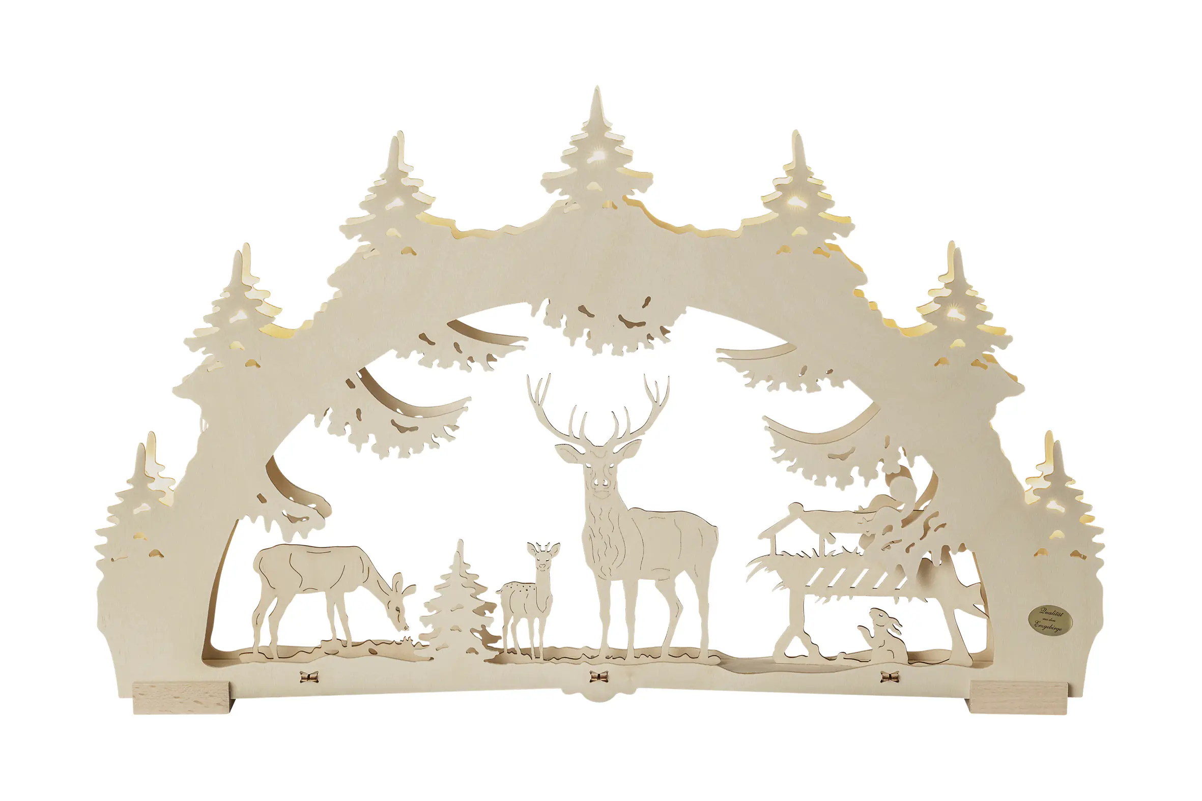 3D-Lichterbogen LED Deko Holz Waldlichtung 52 cm warmweiß