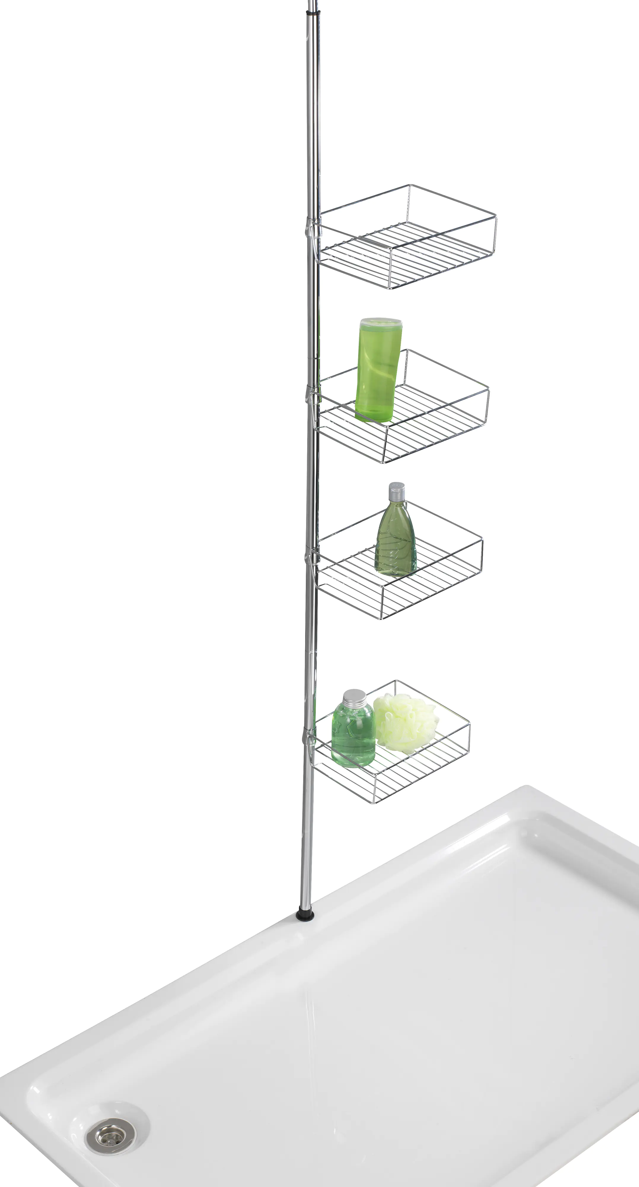 Wenko Teleskop-Regal Domaso Metall, Edelstahl, silber glänzend, 4 Ablagen Wenko Teleskop-Regal Domaso Metall, Edelstahl, silber glänzend, 4 Ablagen