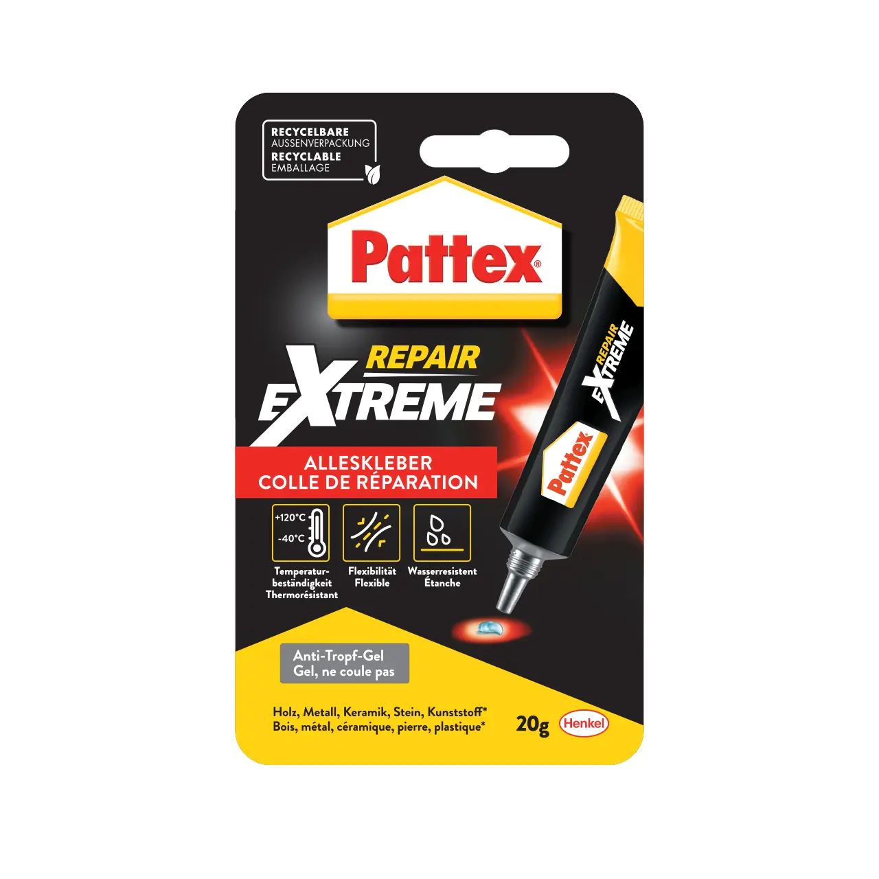 Pattex Repair Extreme Alleskleber-Gel 20 g kristallklar Pattex Repair Extreme Alleskleber-Gel 20 g kristallklar