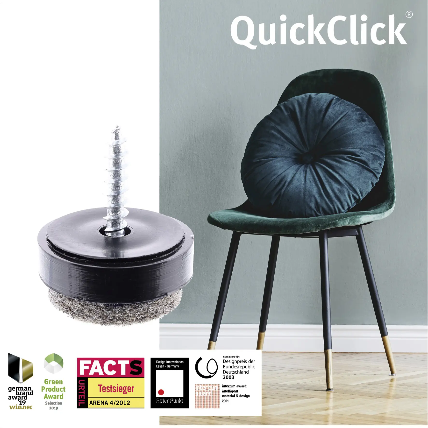 Wagner Möbelgleiter zum Anschrauben Ultrasoft grau schwarz Ø 17 mm - 4 Stück 