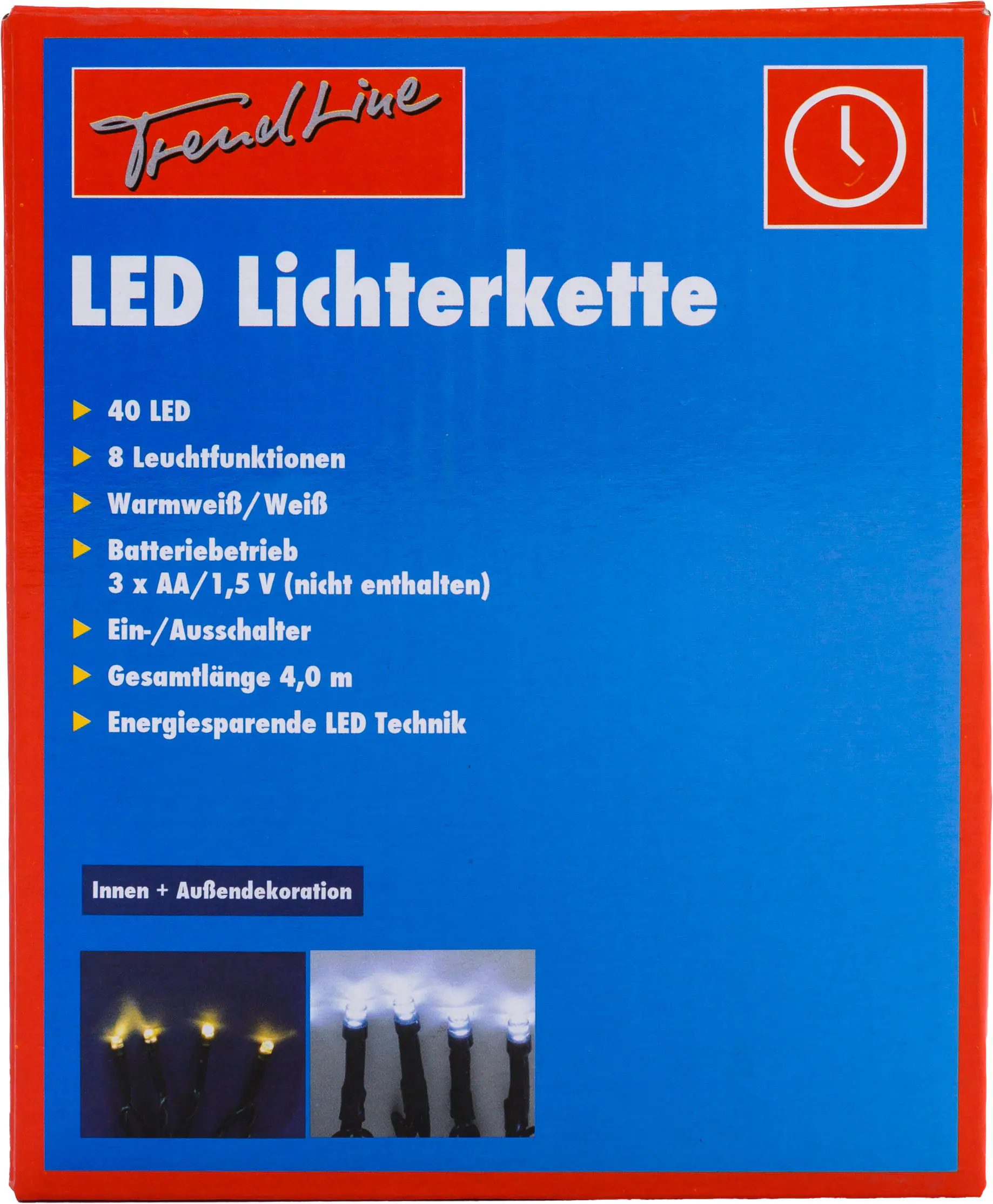 TrendLine LED Lichterkette 40 LED warmweiß/weiß