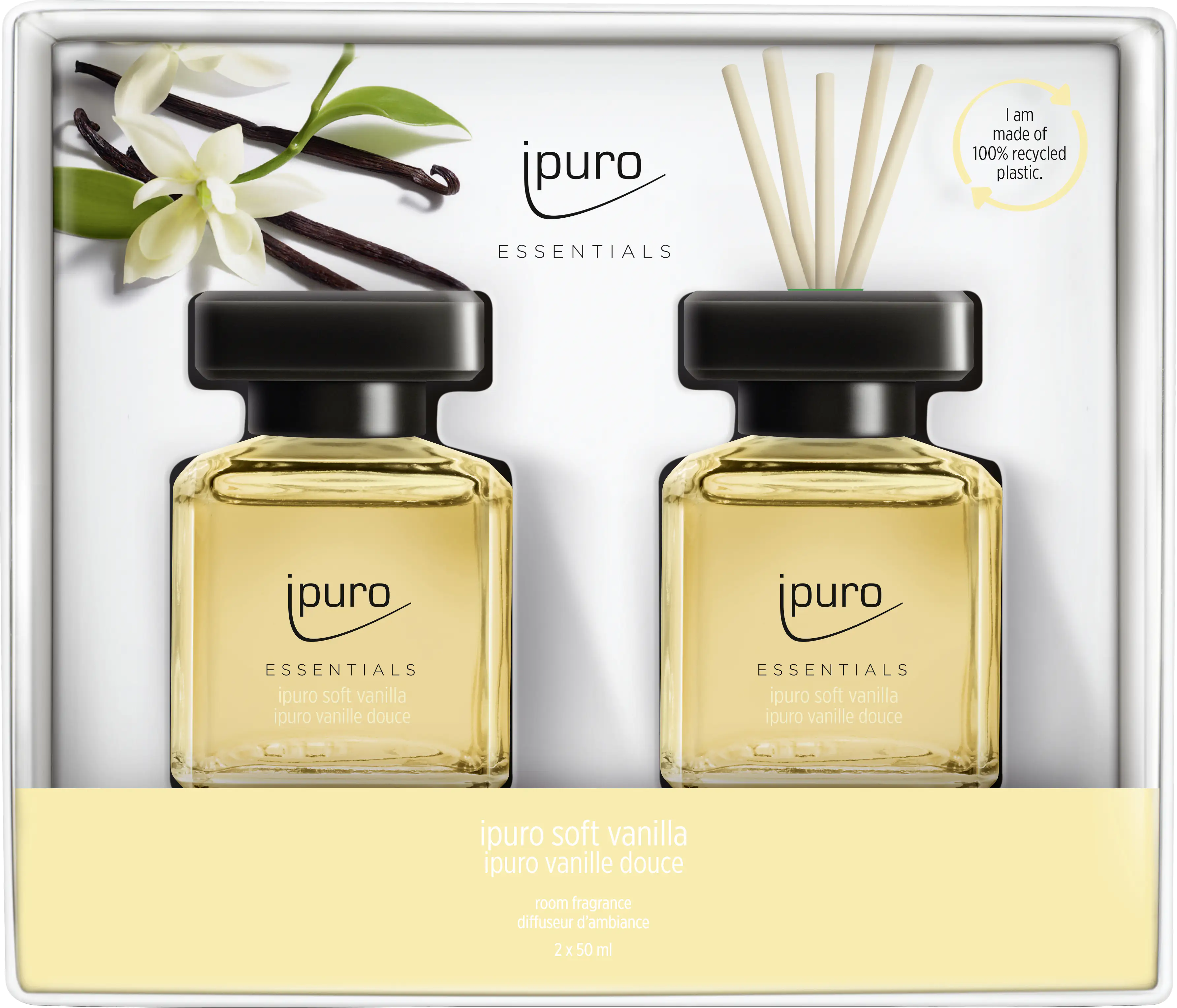 4051281982161 ipuro ESSENTIALS Raumduft Set soft vanilla 2 x 50 ml