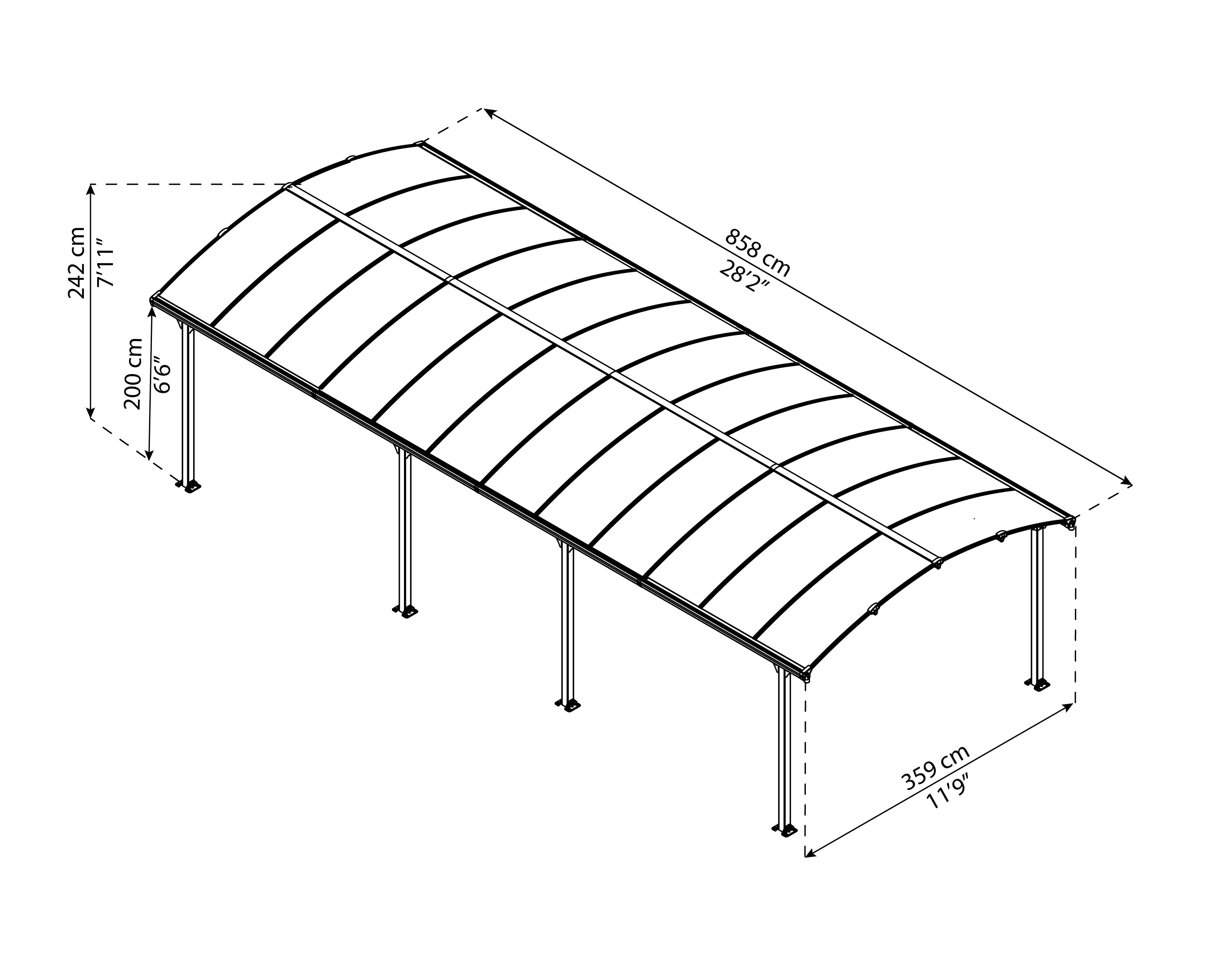 Canopia Carport Arcadia 8500 863 x 359 x 242 cm (L x B x H)
