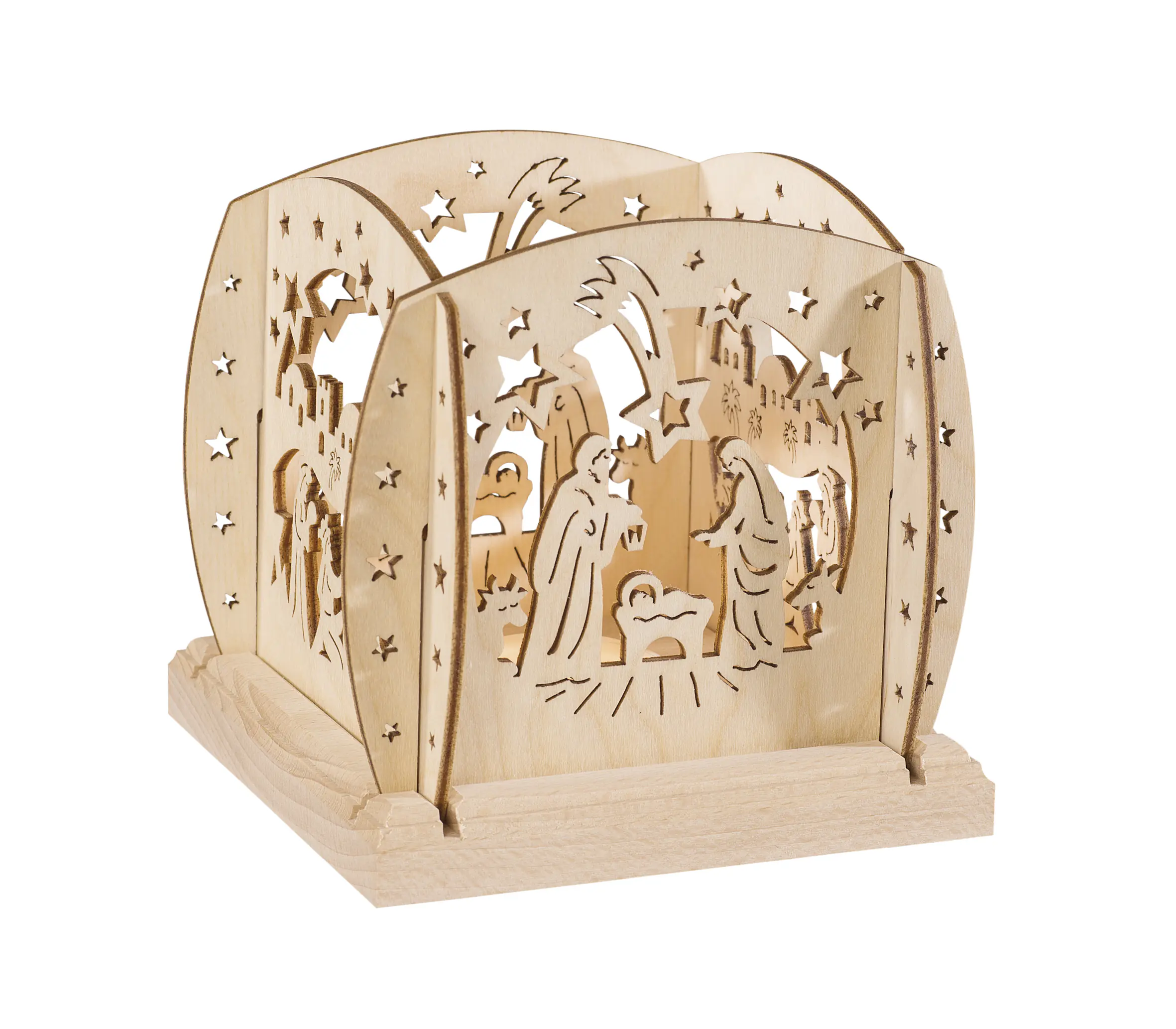 Laterne Deko Holz Weihnachten für 1 Teelicht 12 cm 3-fach sortiert 