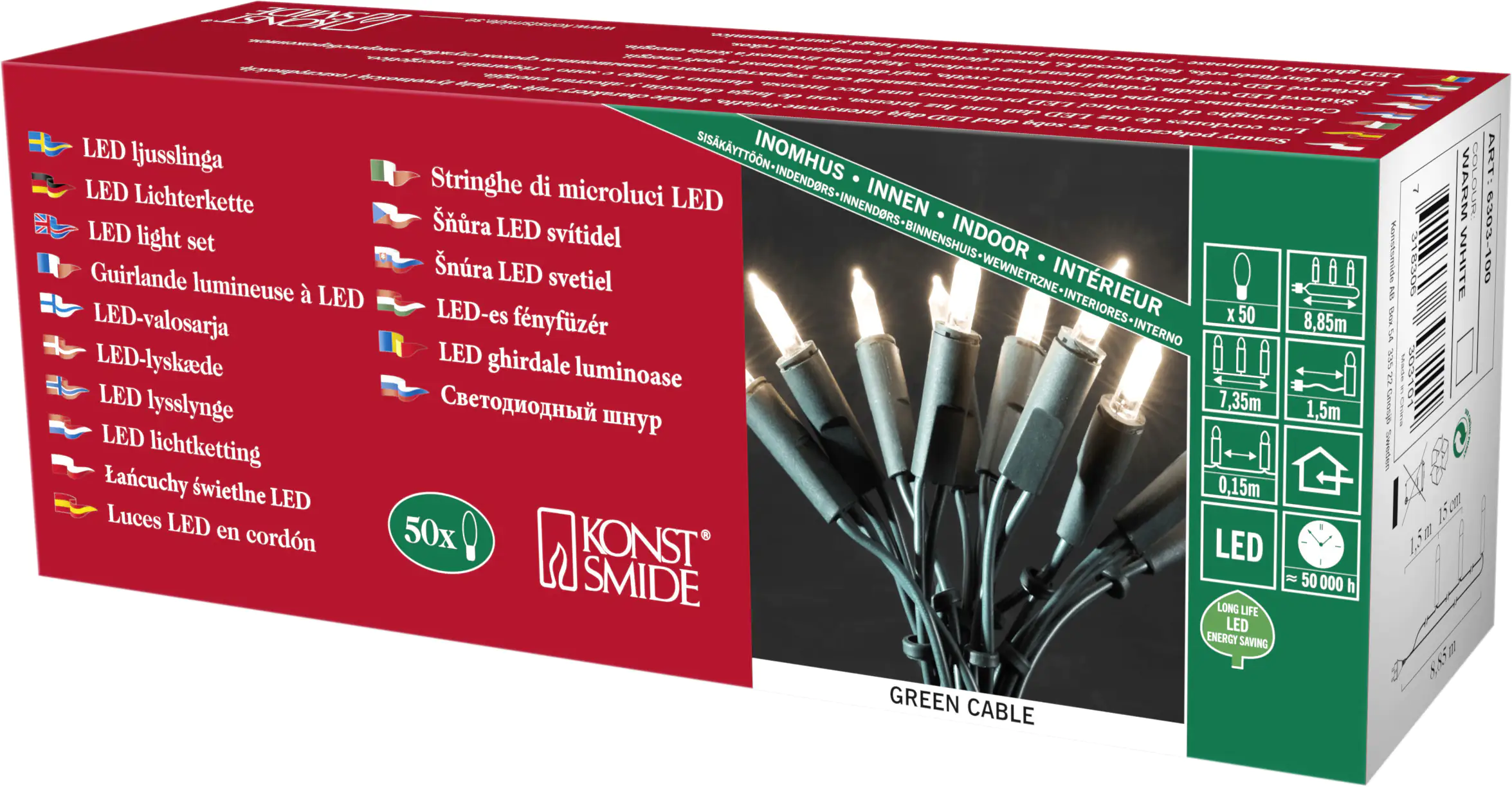 Konstsmide LED Minilichterkette 50 LED 50 LED, warmweiß