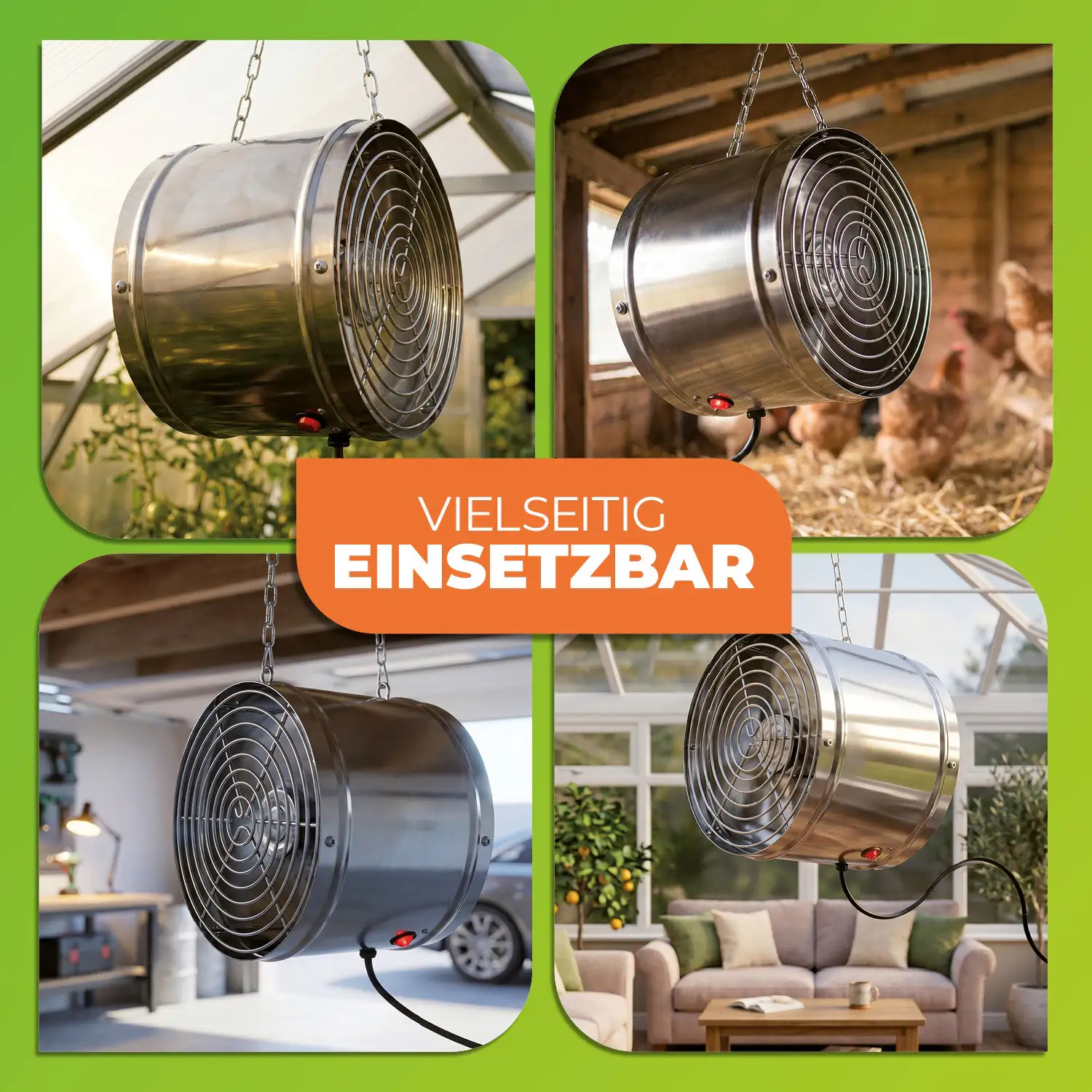 BioGreen Gewächshausventilator Arizona Ø 22 x 21 cm Edelstahl silber