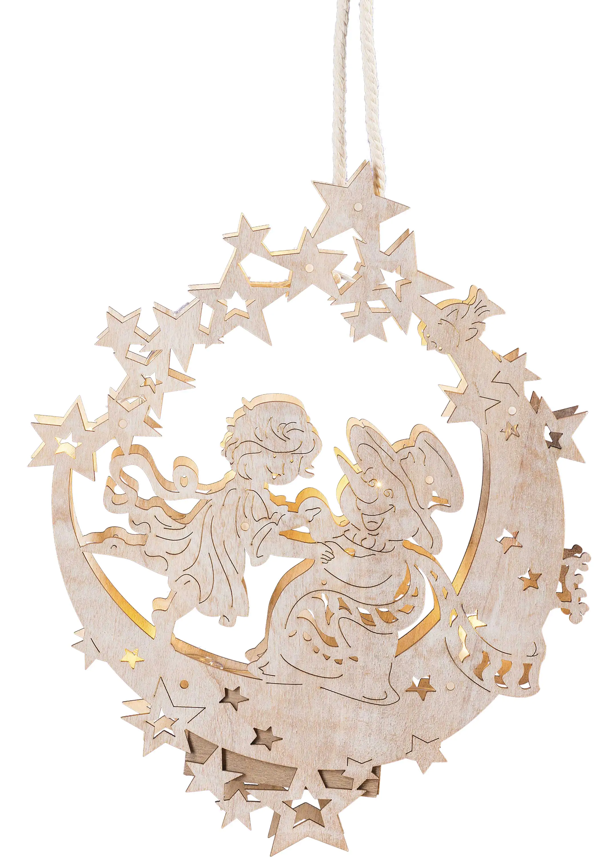 HGD Fensterbild-LED Engel mit Schneemann 32,5 x 3,2 x 25,5 cm