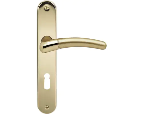 Alpertec BB-Langschildgarnitur Beate Messing gold abgerundet