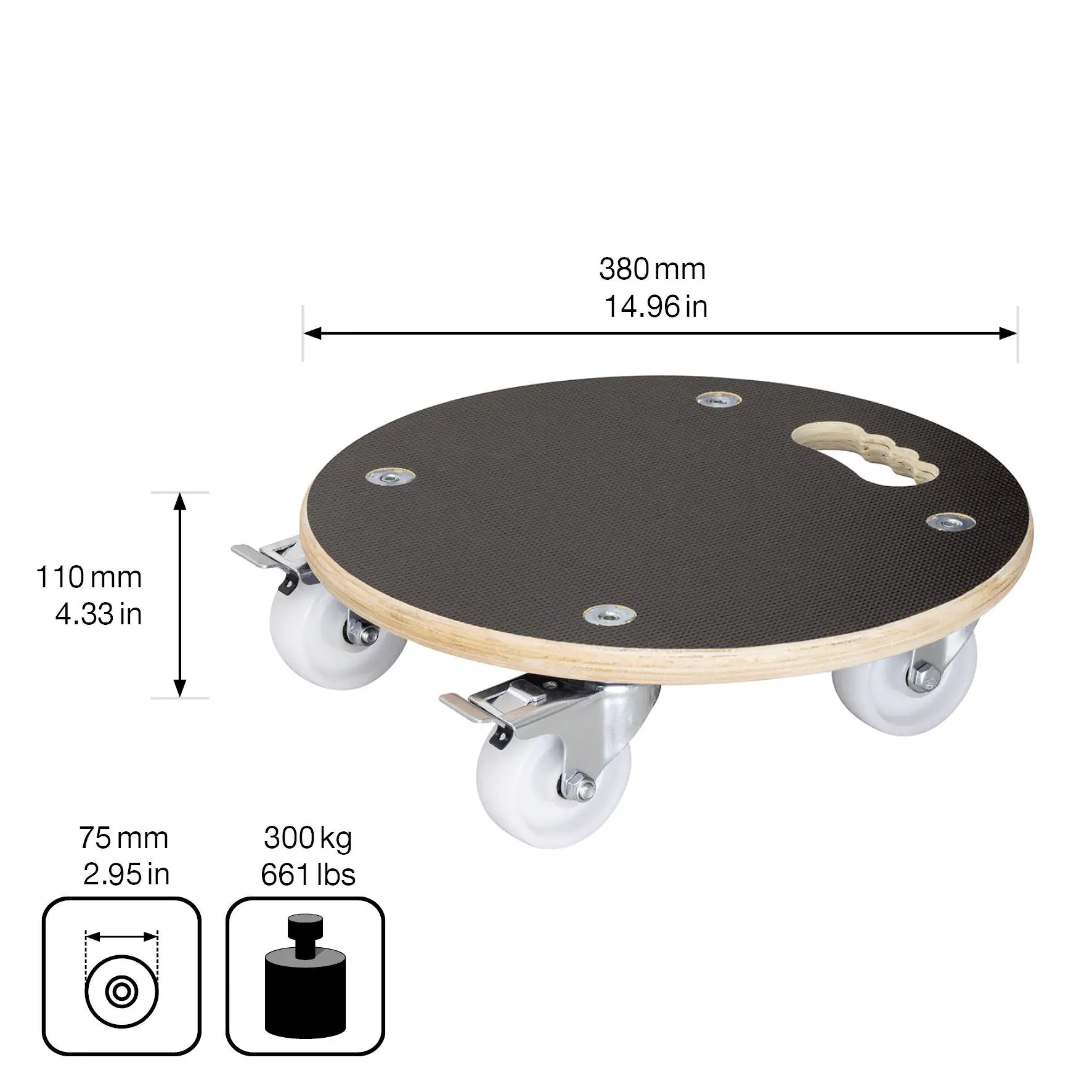 WAGNER Pflanzenroller Maxigrip rund Ø 38 cm Tragkraft bis max. 250 kg