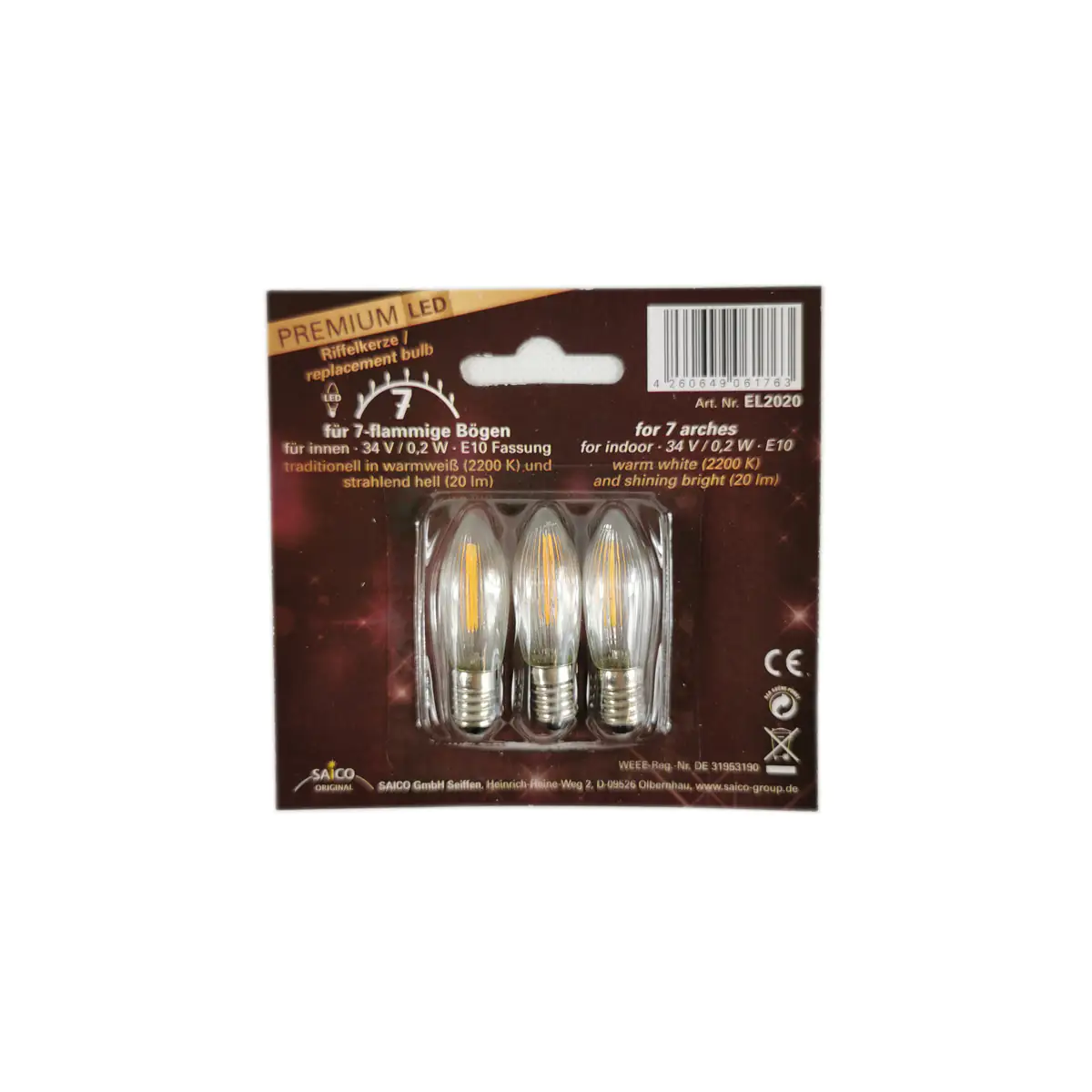 Saico LED-Ersatzlampe, E 10, 34 V, 0,2 W