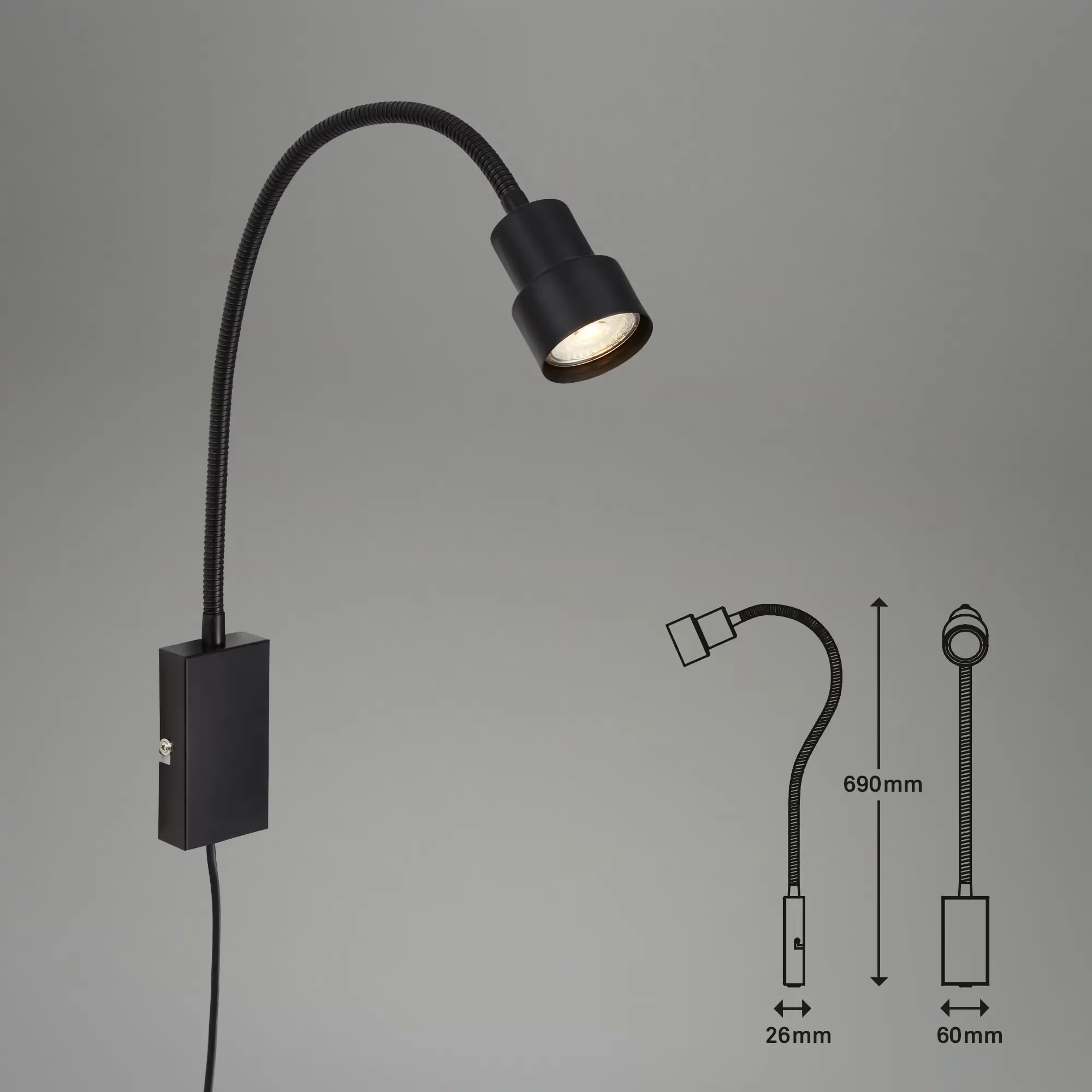 Briloner LED Touch Wandleuchte Tusi schwarz 5W, warmweiß