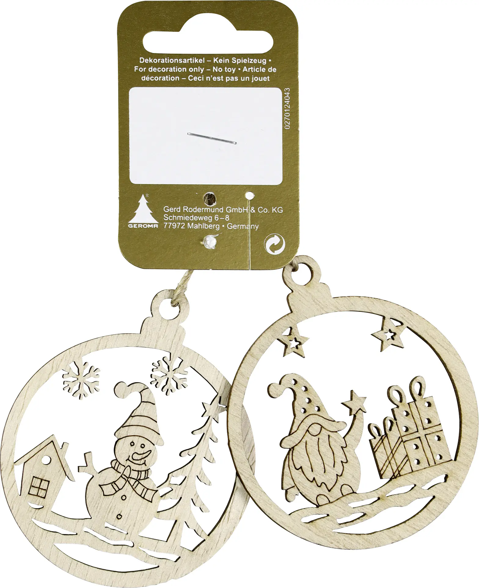 Weihnachtskugeln Holz Ø 6 cm natur 2 Stück