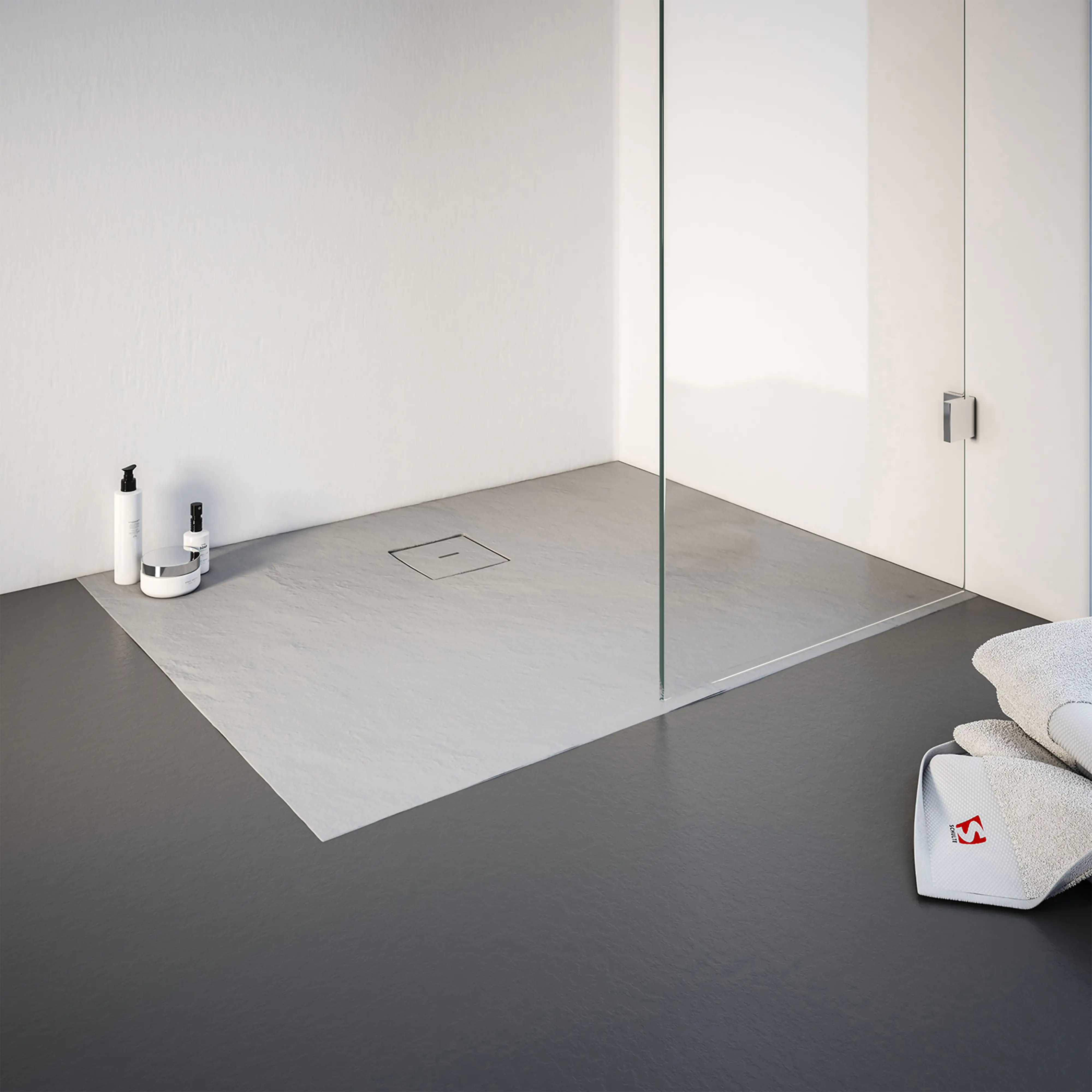 Schulte Duschwanne Steinstruktur 100 x 75 cm grau