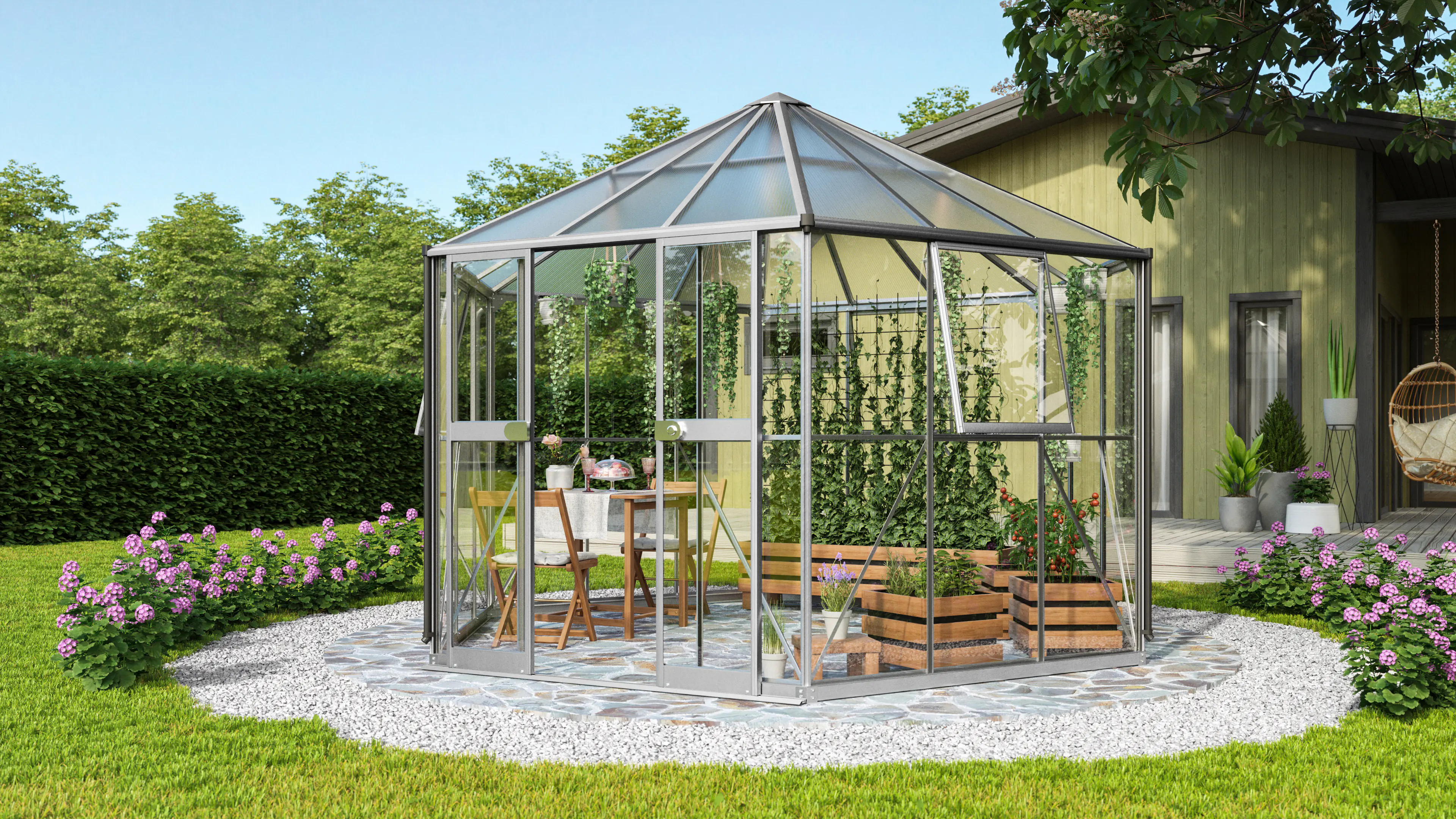 Vitavia Gewächshaus Pi 9000 383 x 333 cm 3 mm Sicherheitsglas Vitavia Gewächshaus Pi 9000 383 x 333 cm 3 mm Sicherheitsglas