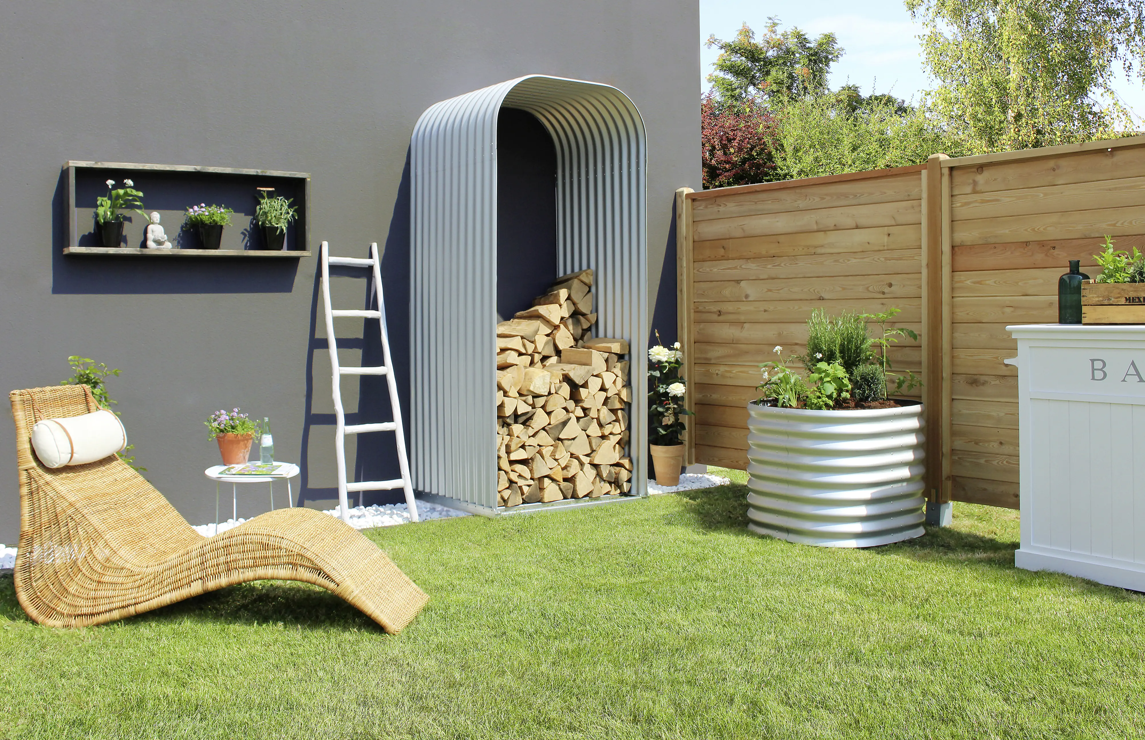 Vitavia Kaminholzregal Lignum 99 x 86 x 223 cm blank aluminium Hochformat Vitavia Kaminholzregal Lignum 99 x 86 x 223 cm blank aluminium Hochformat