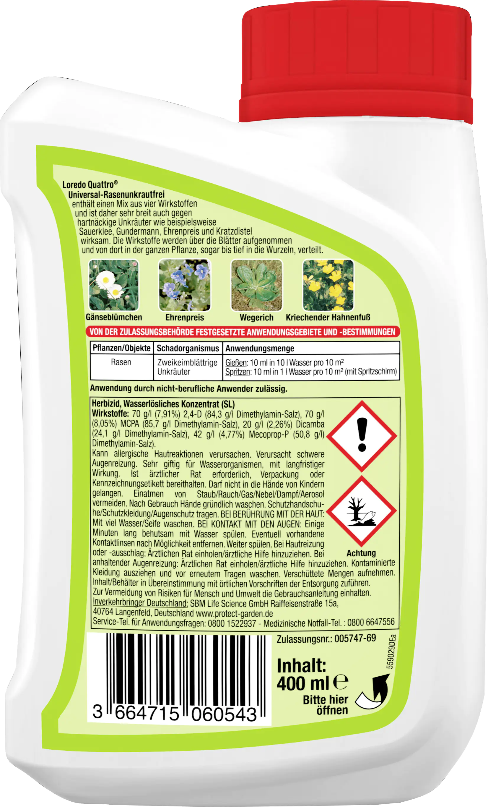 Protect Garden Loredo Quattro Universal Rasenunkrautfrei 400 ml Protect Garden Loredo Quattro Universal Rasenunkrautfrei 400 ml