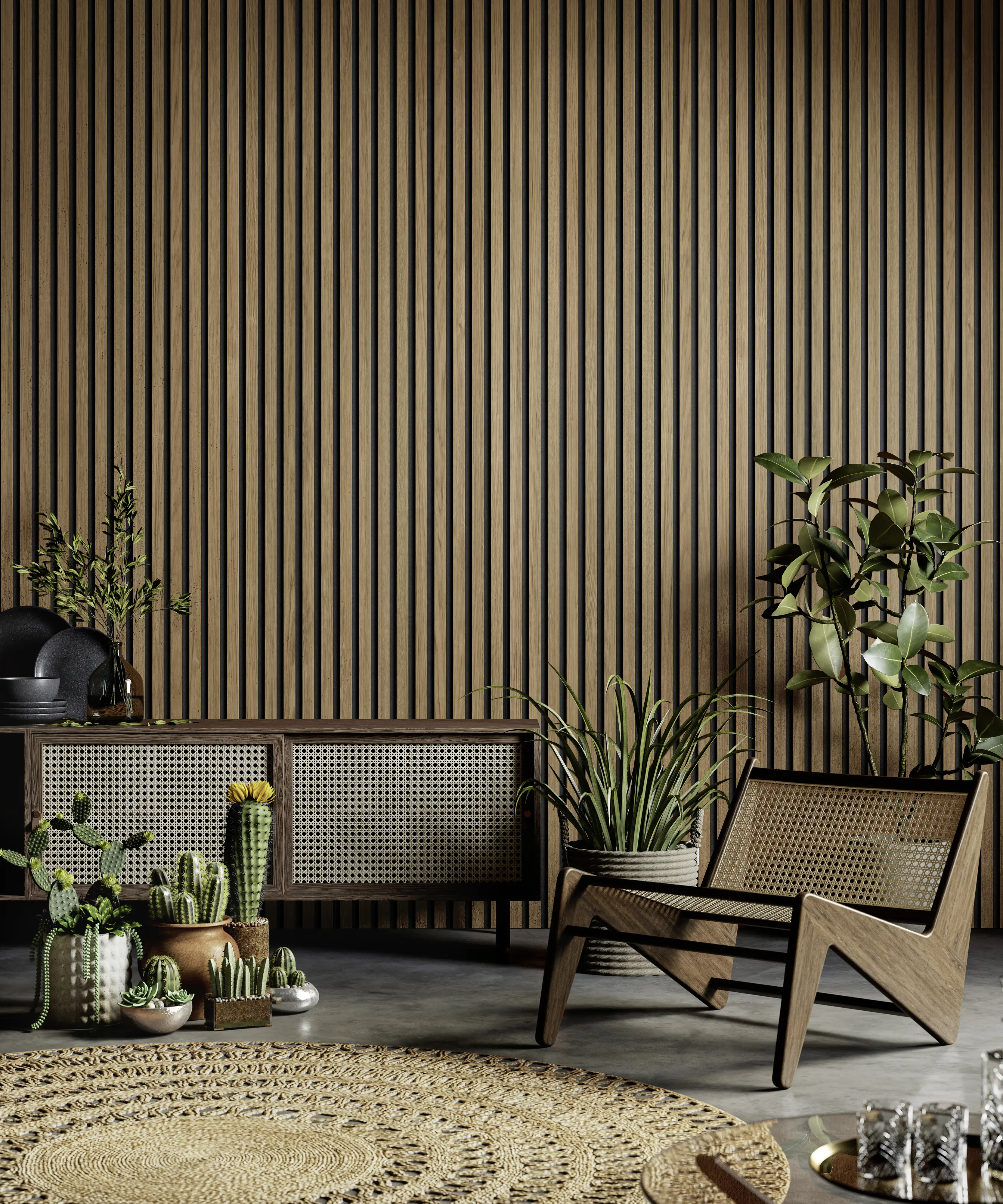 Grosfillex Wandpaneel Kunststoff LINIO 260 x 37,5 cm 8 mm Light Oak 3 Stück