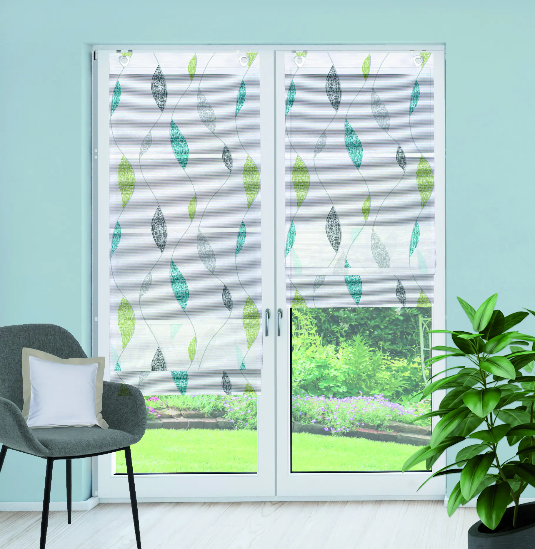 Magnetrollo Bambus Paolo blau-grün 210 x 70 cm 