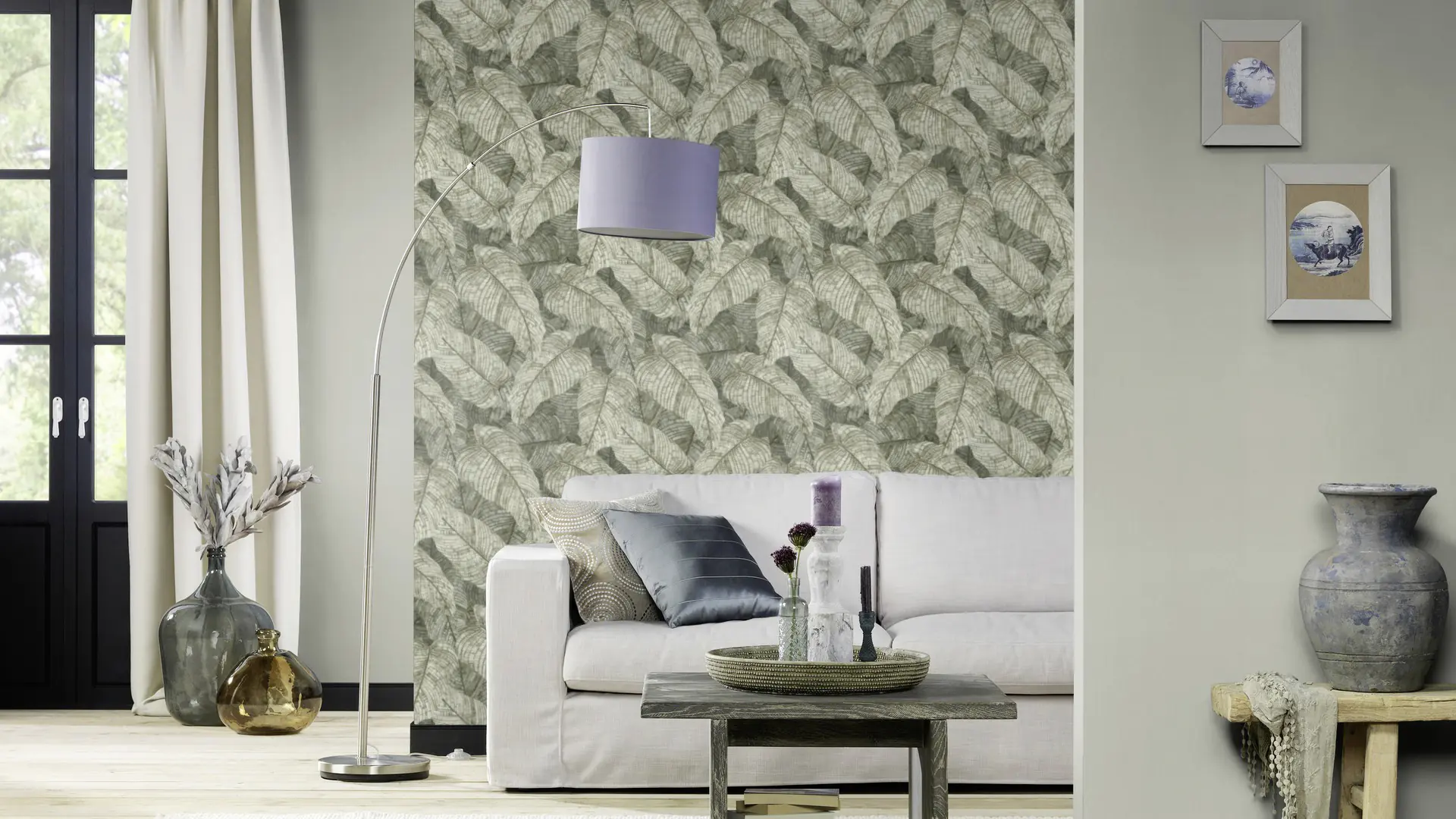 Rasch Vliestapete Muster Blätter grün grau 10,05 x 0,53 m