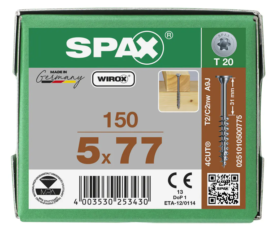 Spax Universalschrauben 5.0 x 77 mm TX 20 - 150 Stk.