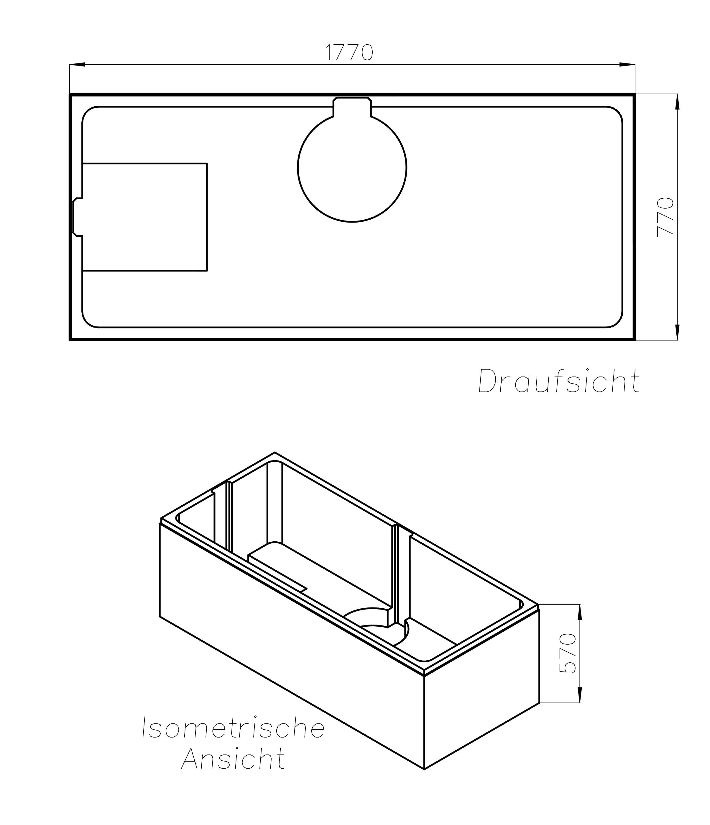 Ottofond Wannenträger Madera 1770 x 770 mm