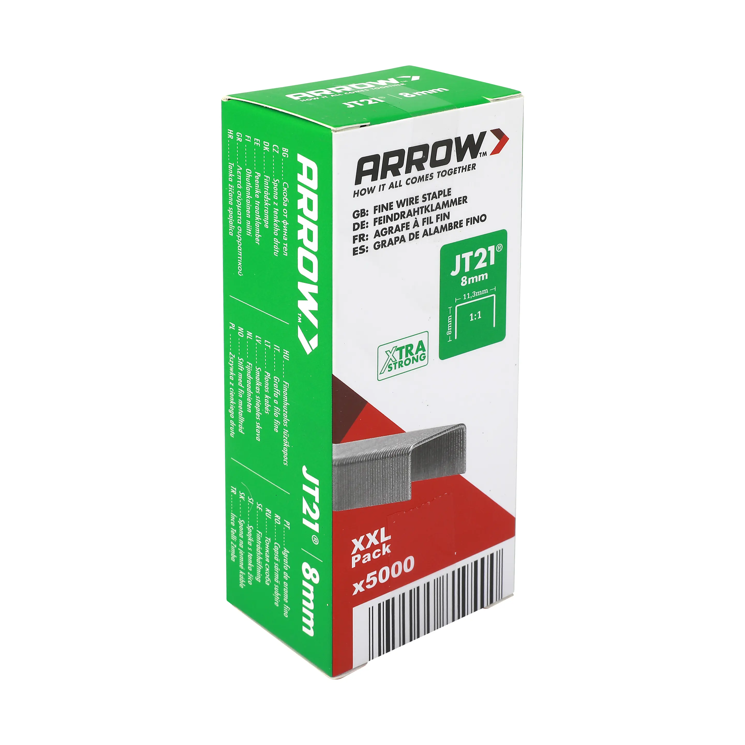 Arrow Tackerklammer Feindraht JT21 8 mm Stoff & Gewebe 5000 Stück