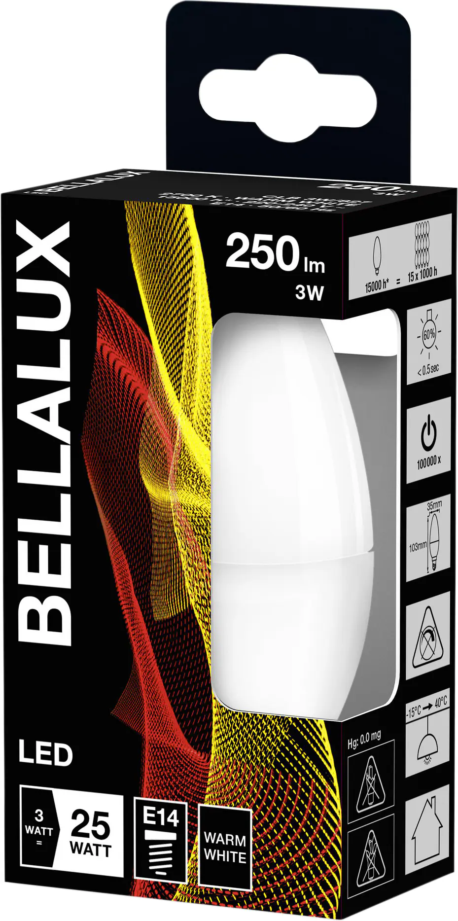Bellalux LED Leuchtmittel Classic B25 E14 3W warmweiß, weiß matt