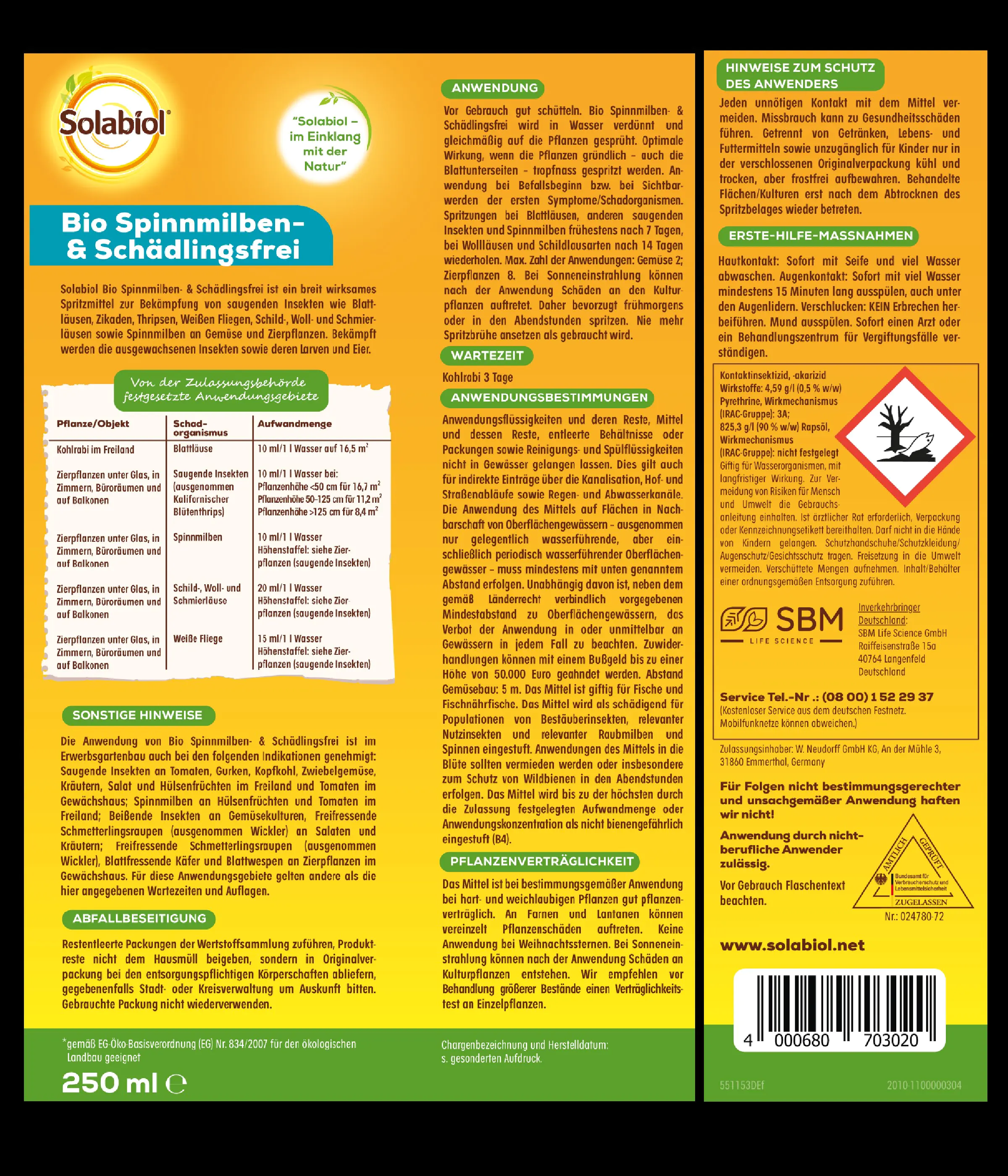 Solabiol Bio Spinnmilben- & Schädlingsfrei 250 ml