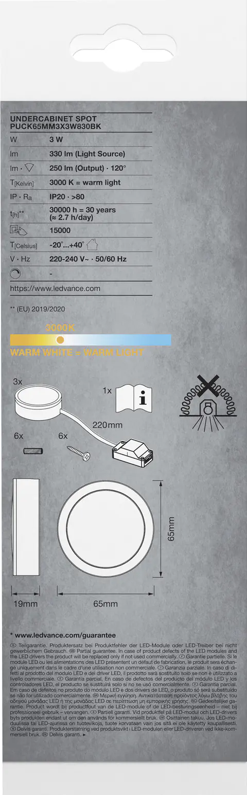 Ledvance Schrankleuchten-Spots 3er Set 3x3W 250 lm warmweiß schwarz