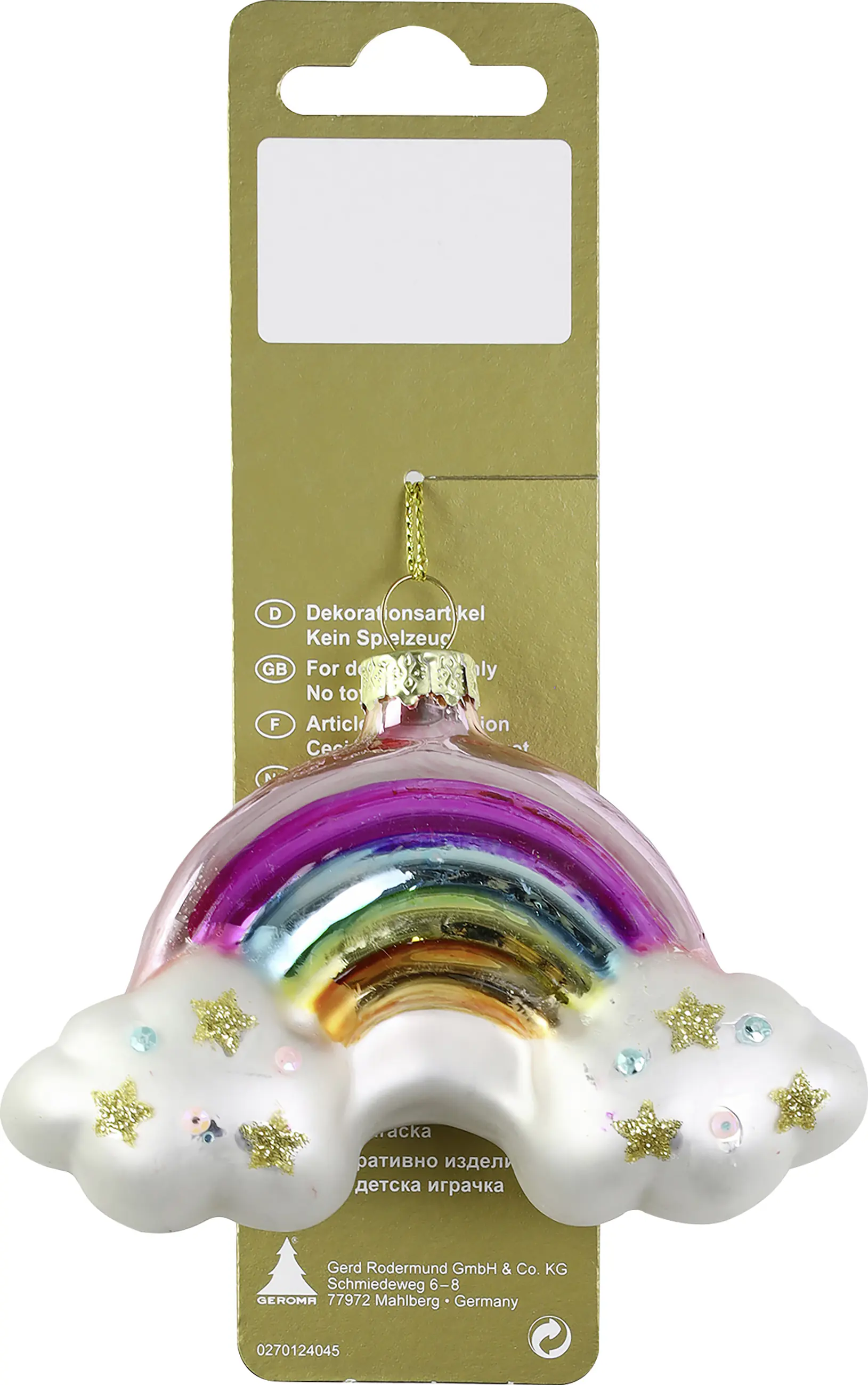 Dekohänger Regenbogen Glas 10 x 7 cm bunt 