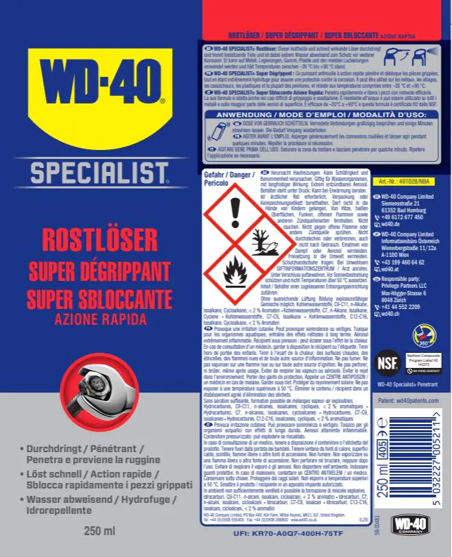 WD-40 Specialist Rostlöser 250ml WD-40 Specialist Rostlöser 250ml